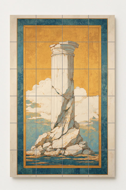 Ecos de la Antigüedad — Columnas clásicas, obra de arte con azulejos…