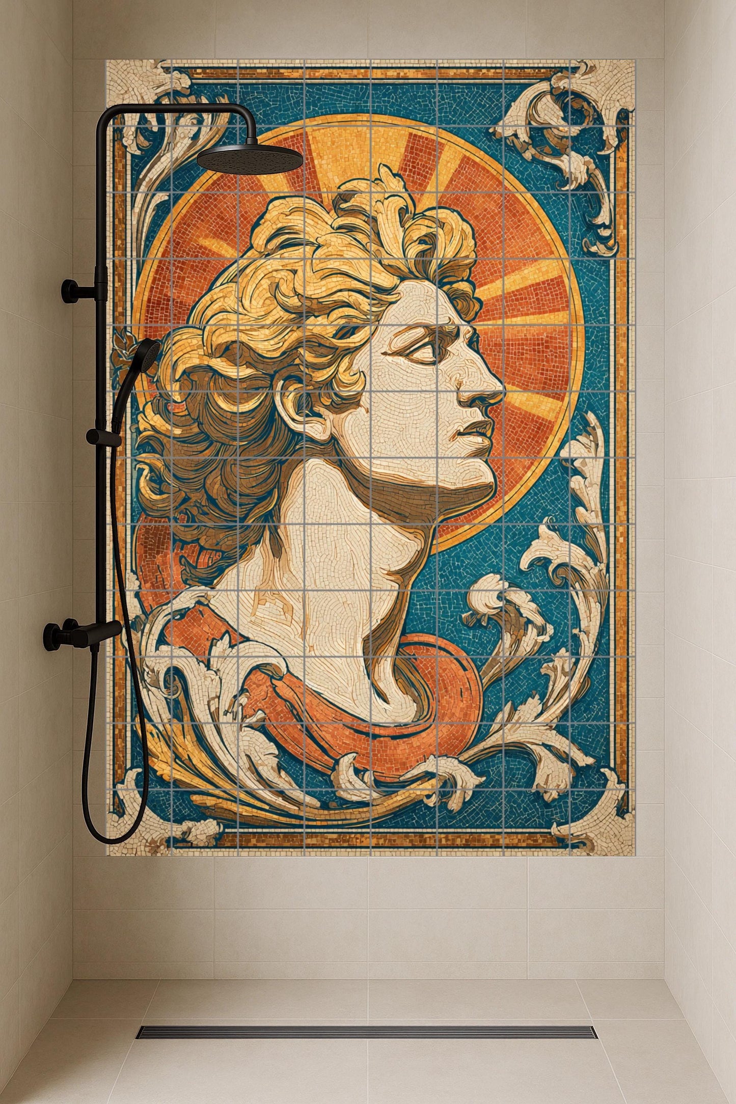 Helios — Mythological Scene · Ceramic Tile Mural