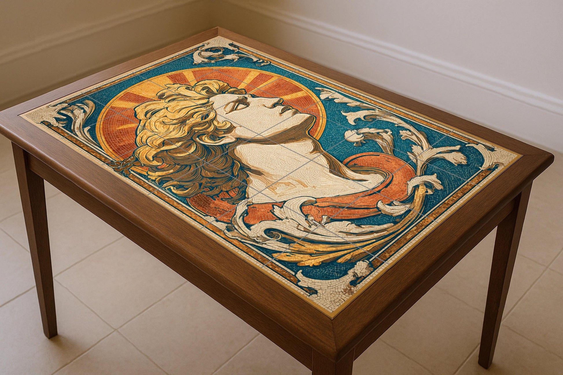 Helios — Mythological Scene · Ceramic Tile Mural