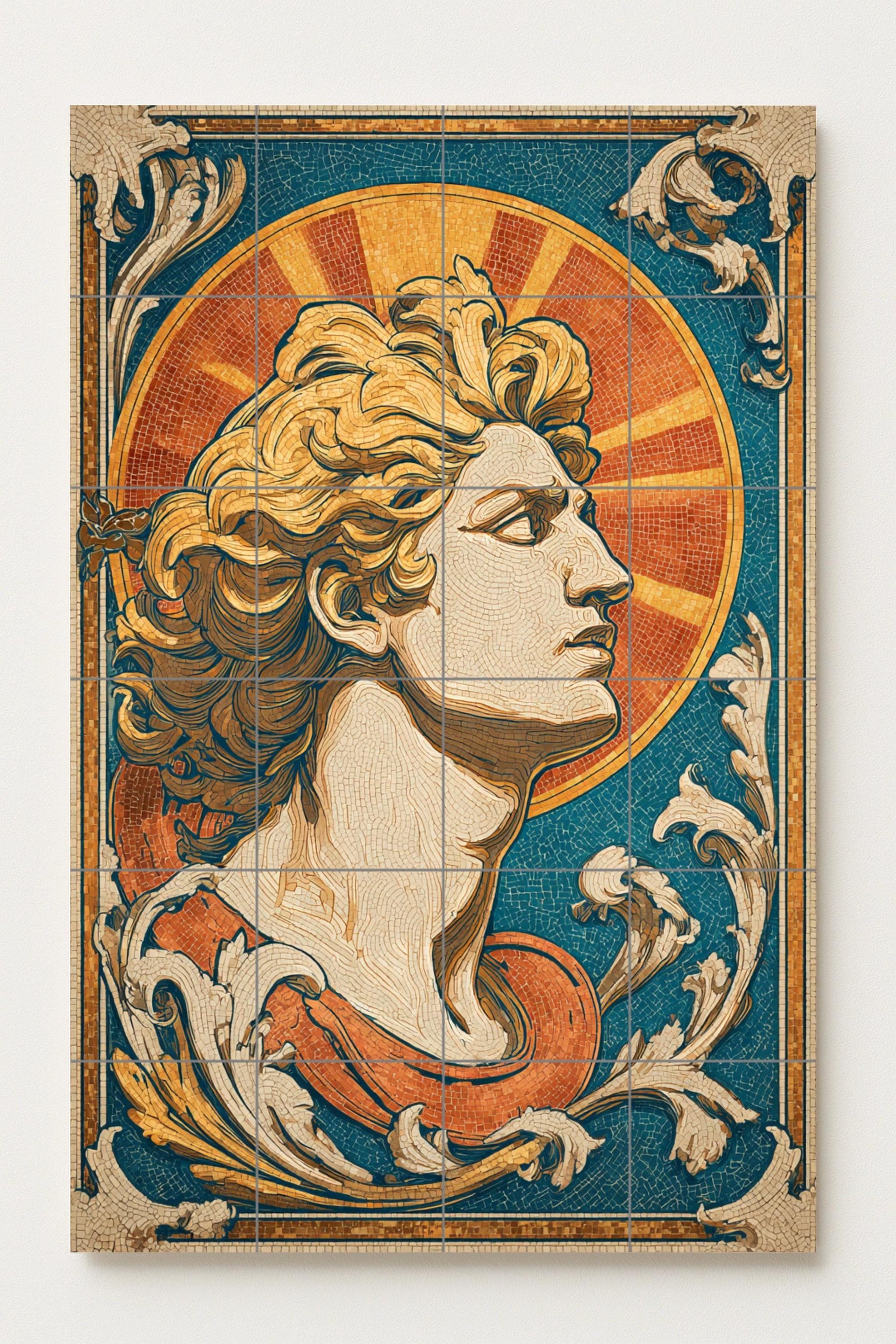 Helios — Mythological Scene · Ceramic Tile Mural