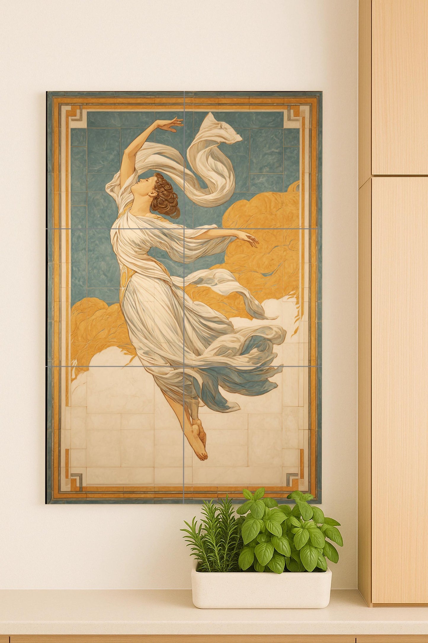 Grâce Céleste · Fresque Céramique — Art Mural Mythologique