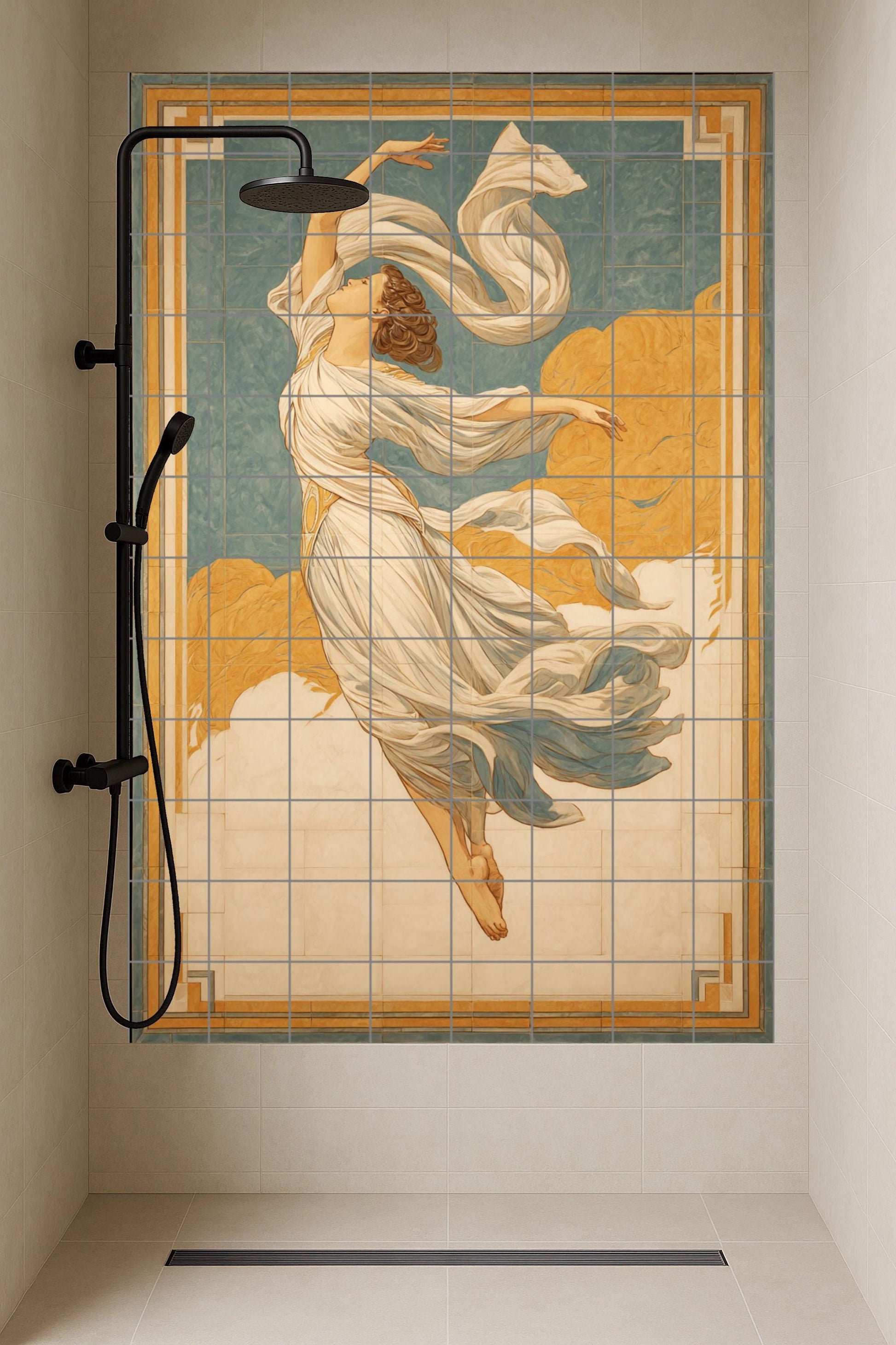 Grâce Céleste · Fresque Céramique — Art Mural Mythologique