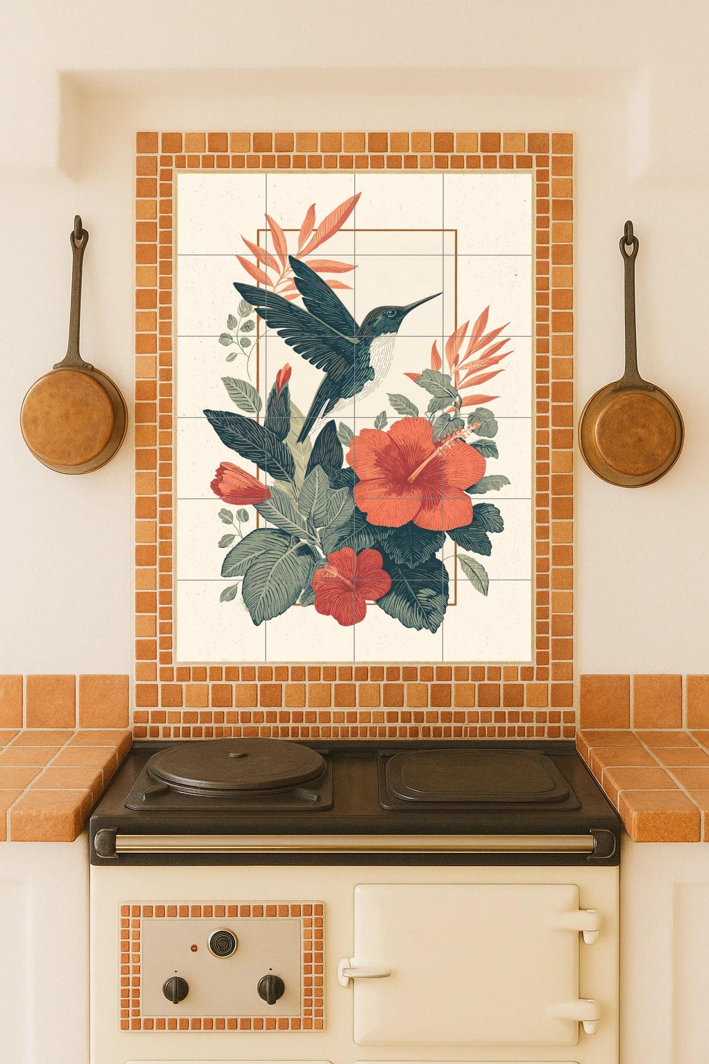 Ensoñación di Colibrí · Murale Ceramico — Paesaggio Botanico