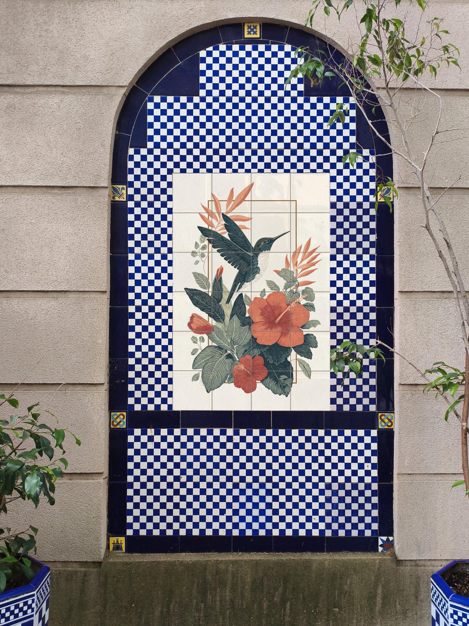 Ensoñación di Colibrí · Murale Ceramico — Paesaggio Botanico