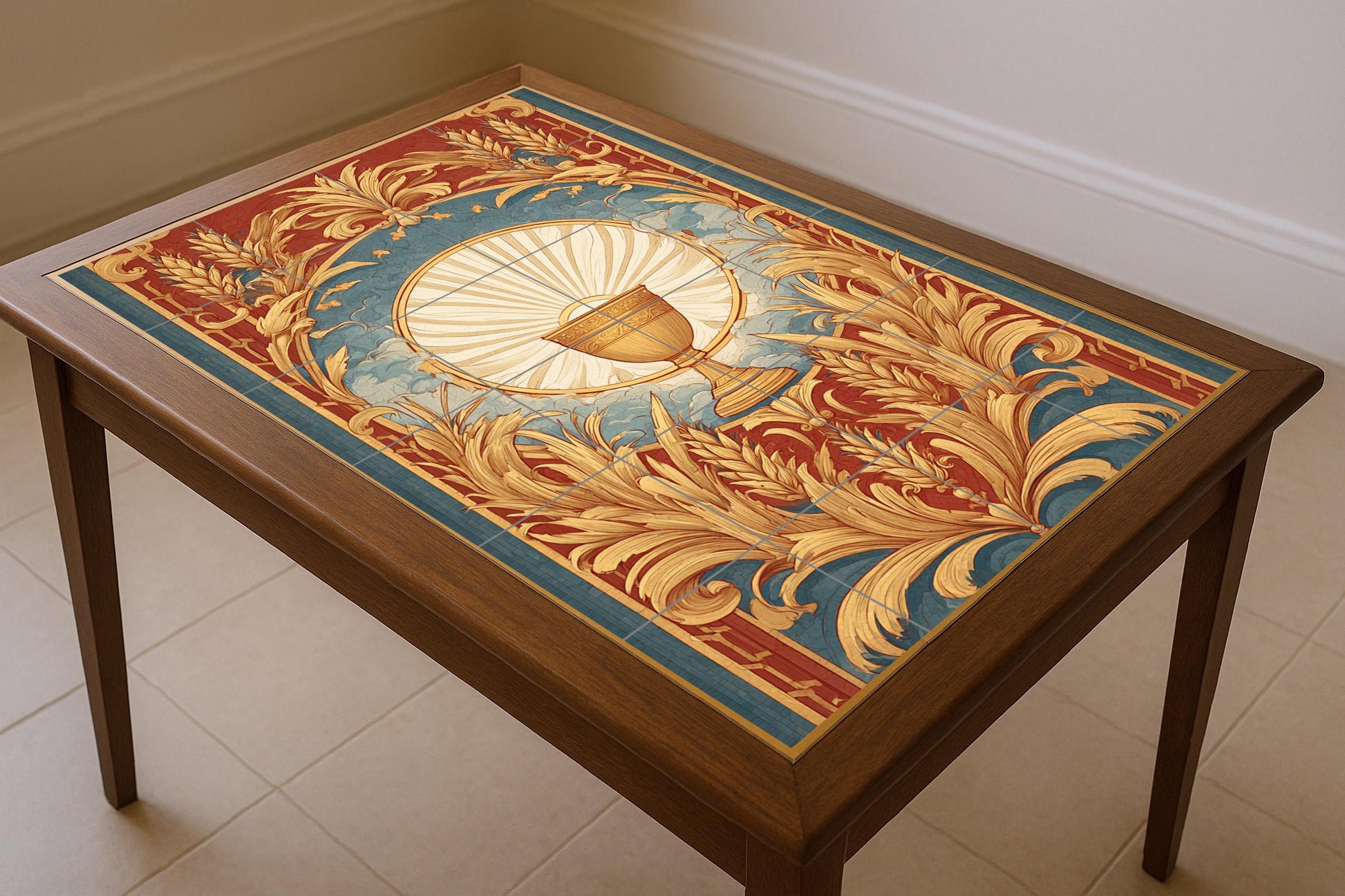 Iluminación du Cáliz Doré — Décor de Légende Antique, Art Mural en Céramique
