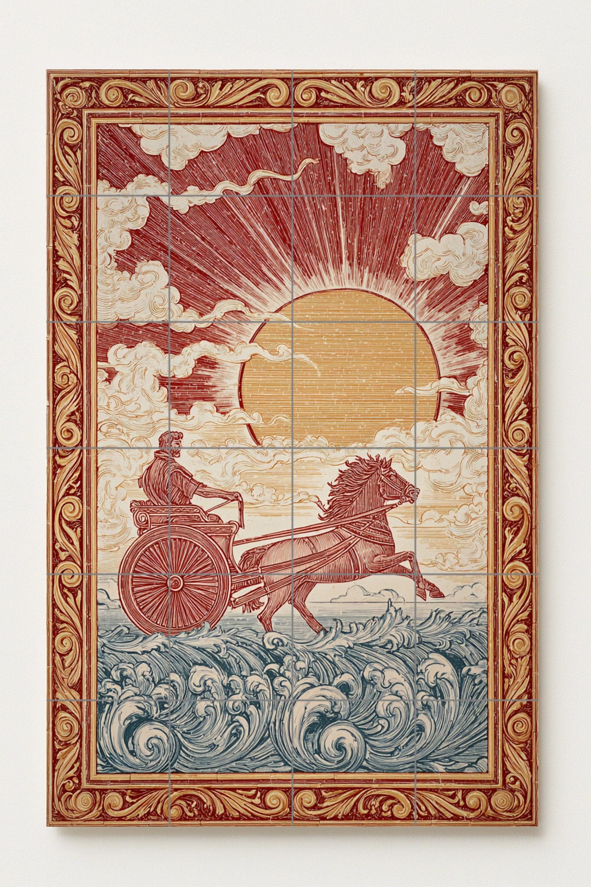 Carro du Soleil — Fresque Murale en Carreaux de Céramique · Art Mural Mythologique