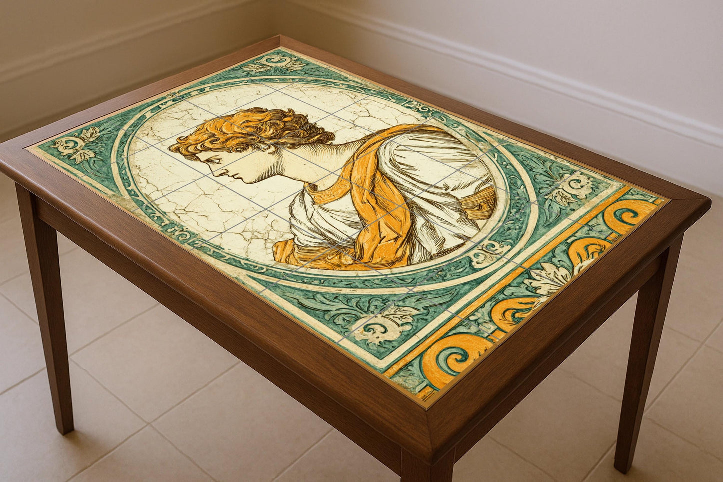 Portrait Roman — Folk-Art Décor · Ceramic Tile Mural