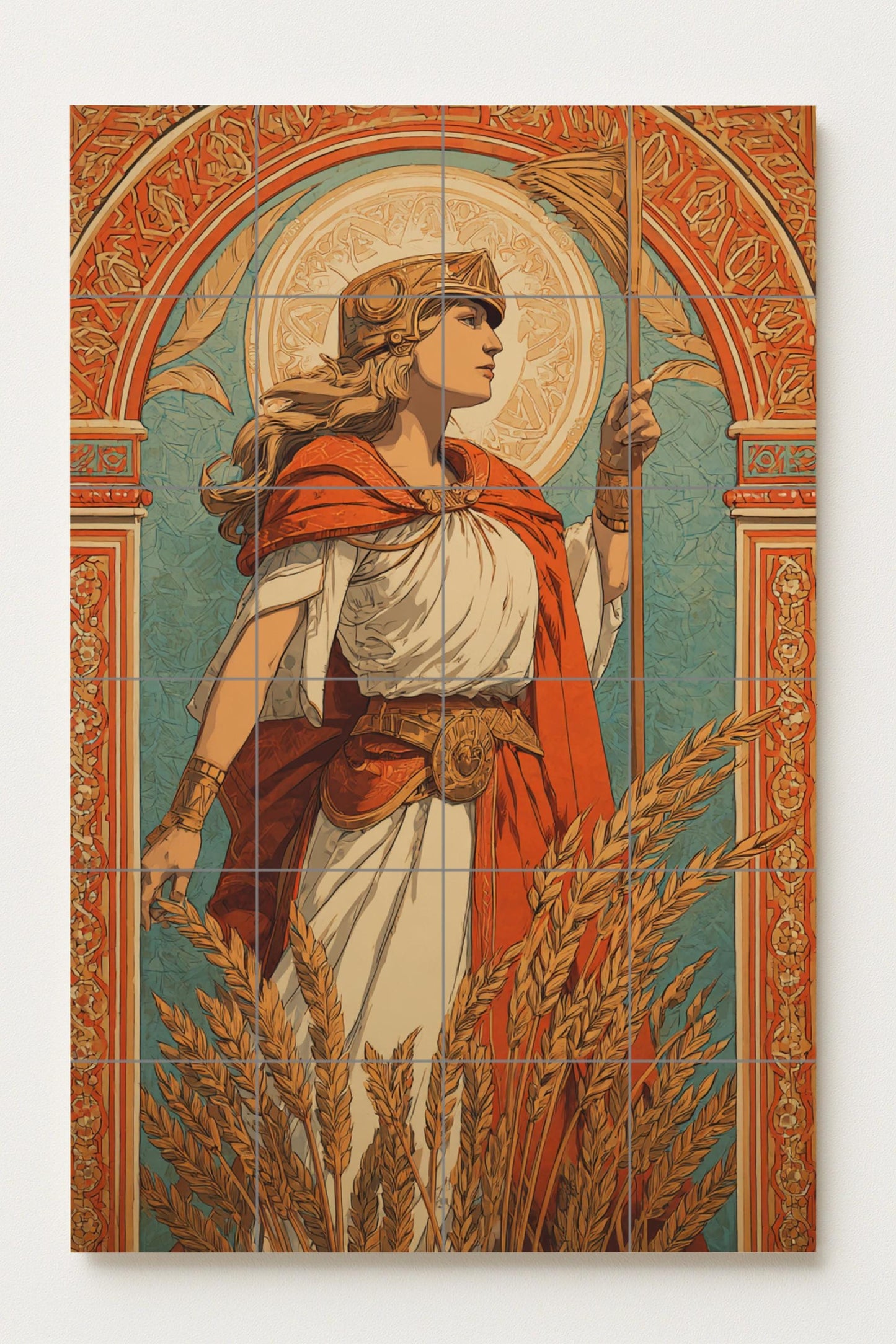 Fresque en Carrelage Déesse de la Récolte — Art Mural Mythologique
