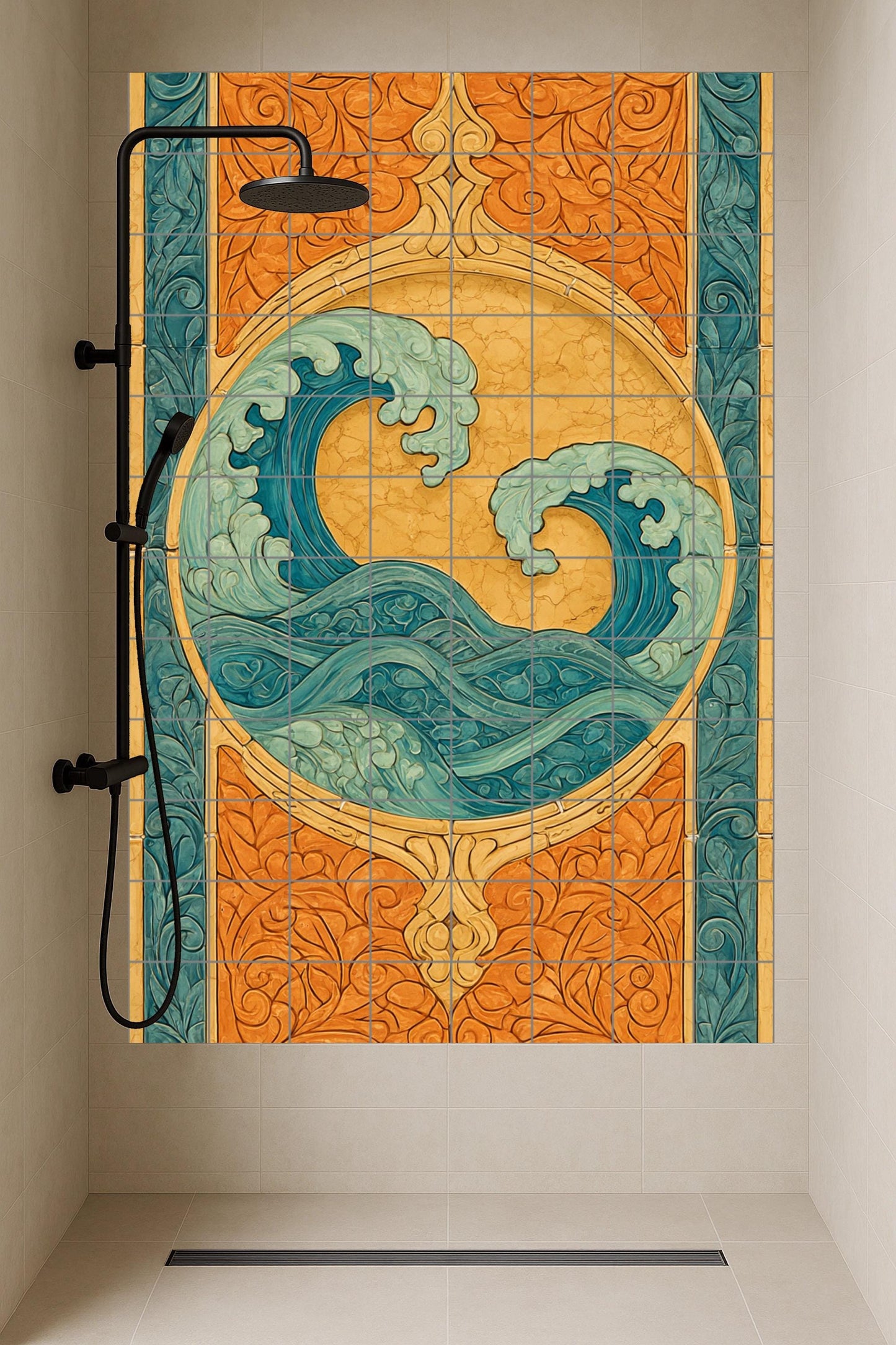 Ceramic Tile Mural: "Harmony Oceánica — Maritime Tile Art