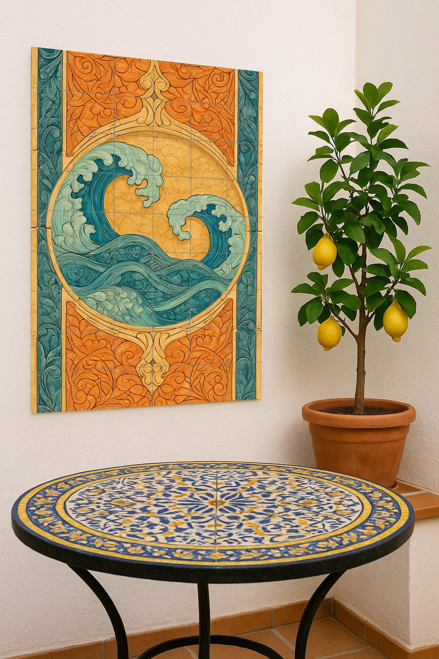 Ceramic Tile Mural: "Harmony Oceánica — Maritime Tile Art