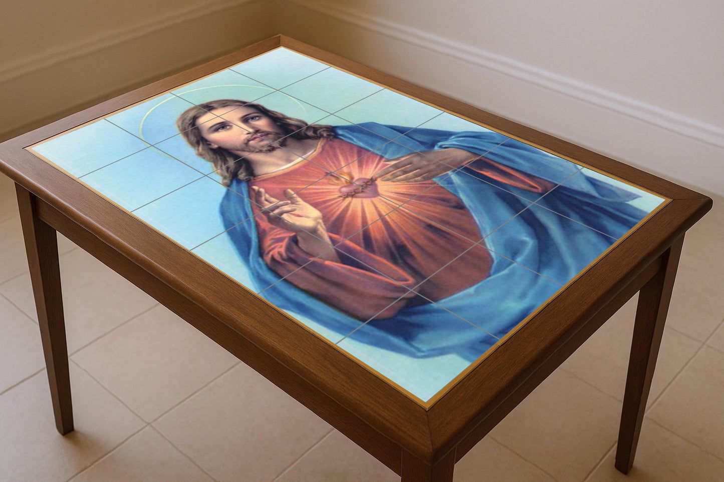 Sacré Cœur de Christ · Fresque Céramique — Art Mural Chrétien