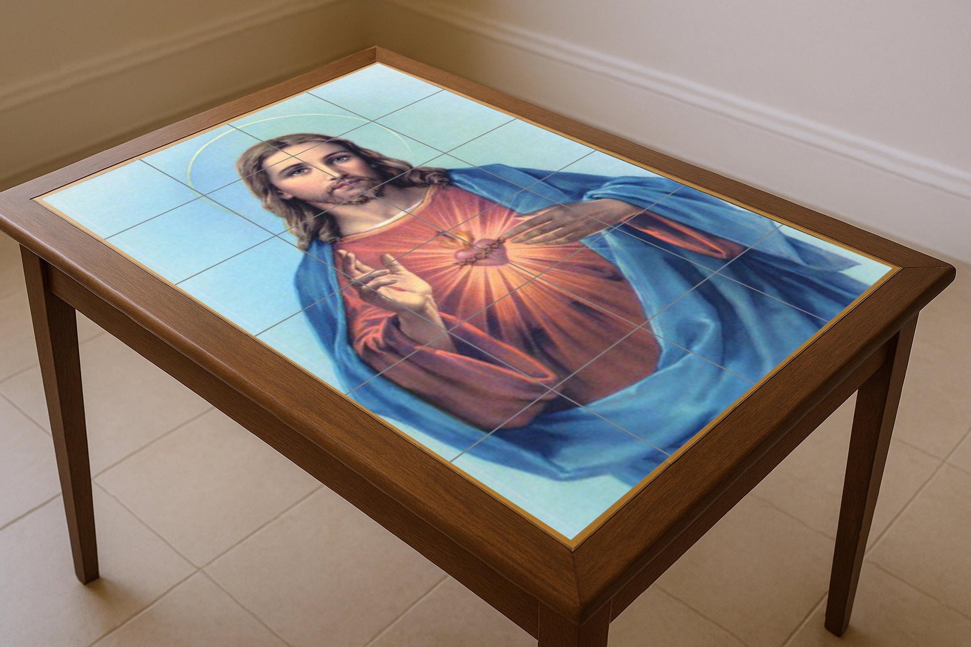 Sacré Cœur de Christ · Fresque Céramique — Art Mural Chrétien