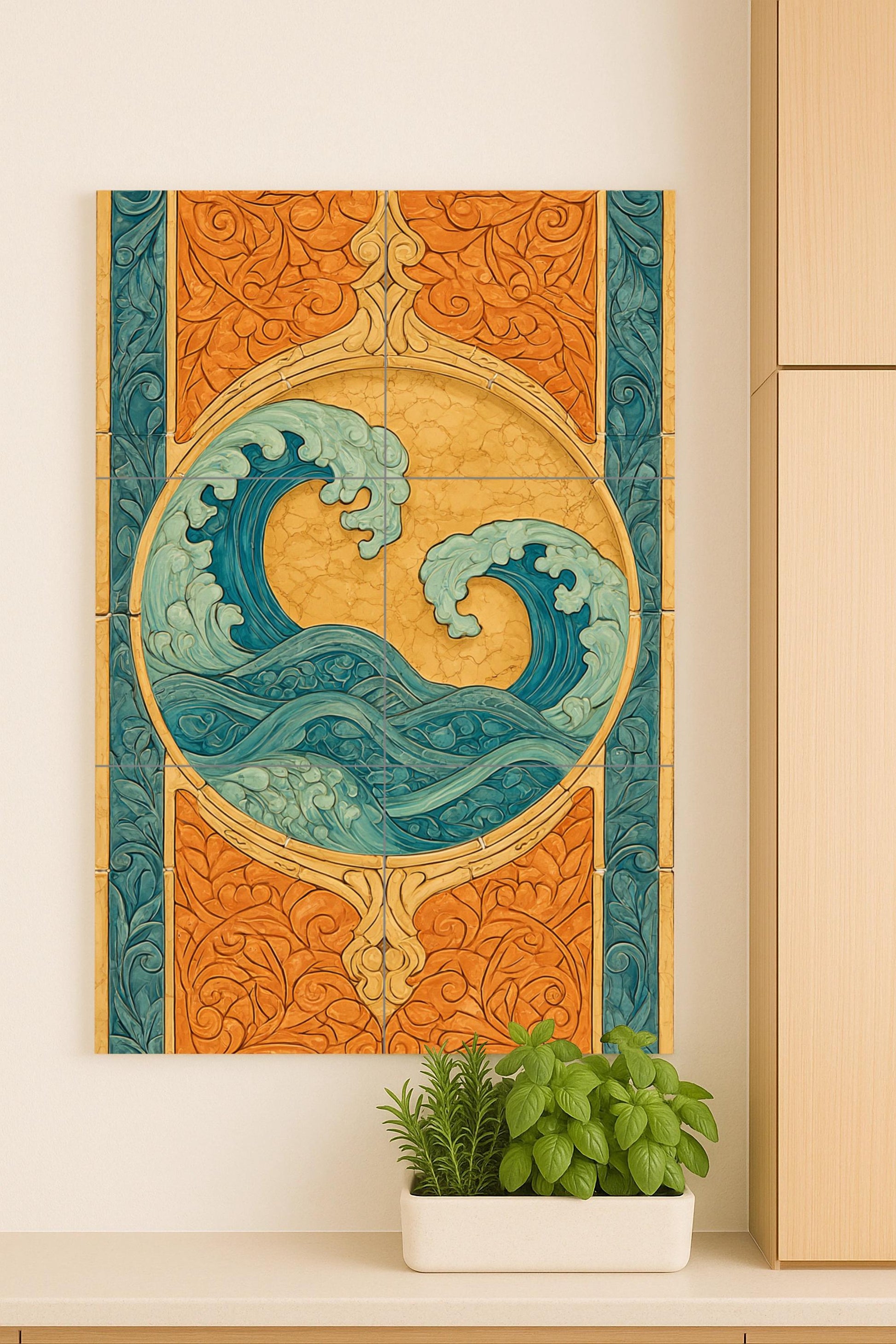 Ceramic Tile Mural: "Harmony Oceánica — Maritime Tile Art