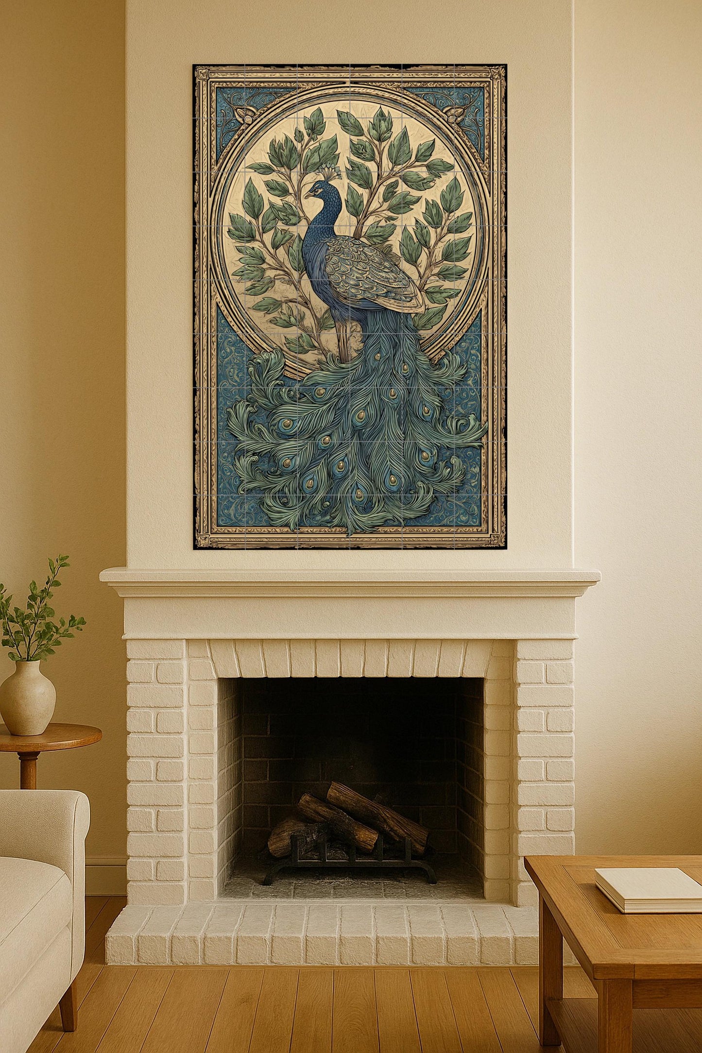 "Esplendor di Pavone · Murale Ceramico — Paesaggio Botanico