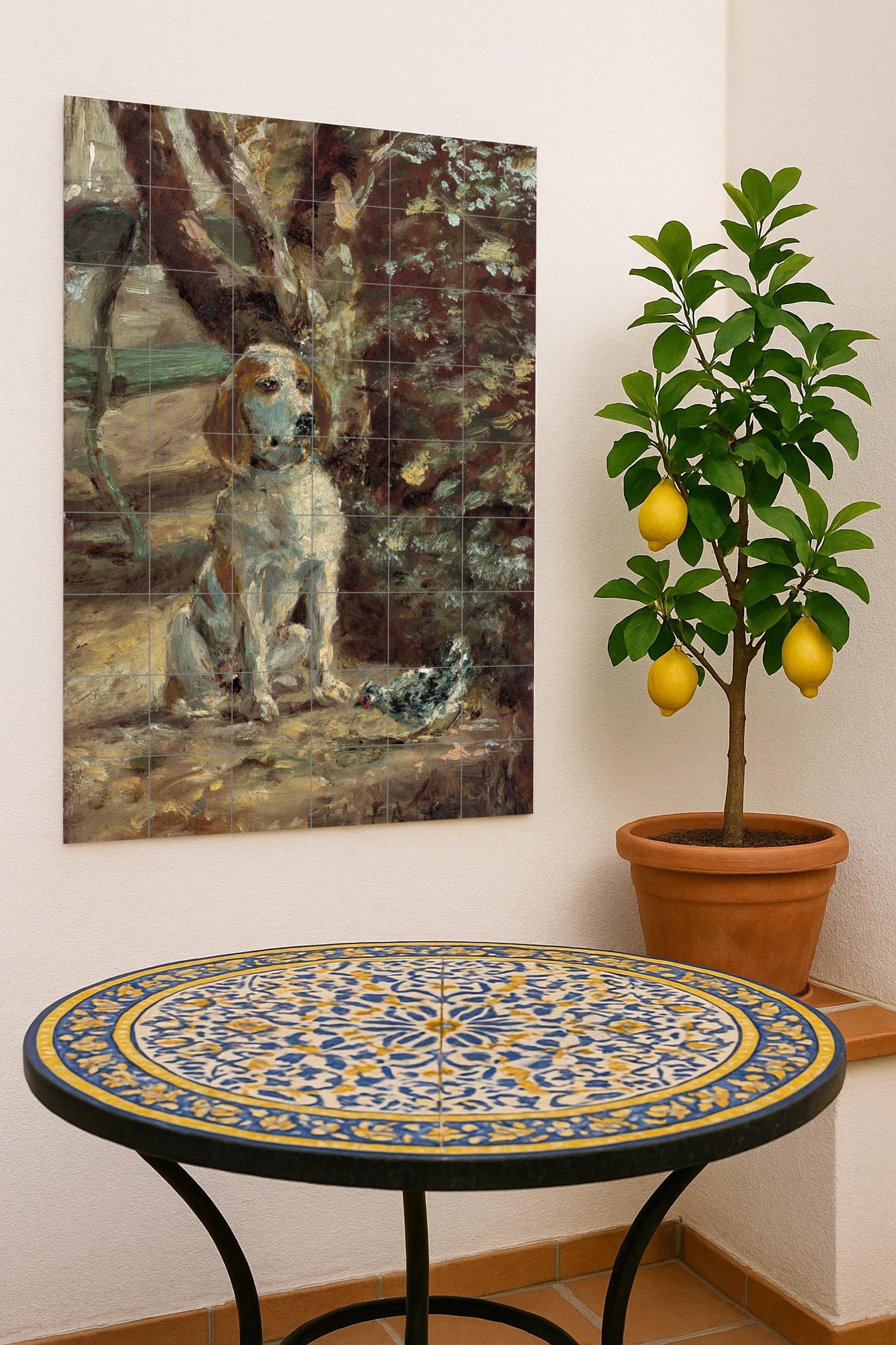 Cane e Uccello — Arte di Animali e Uccelli, Arte da Parete in Ceramica