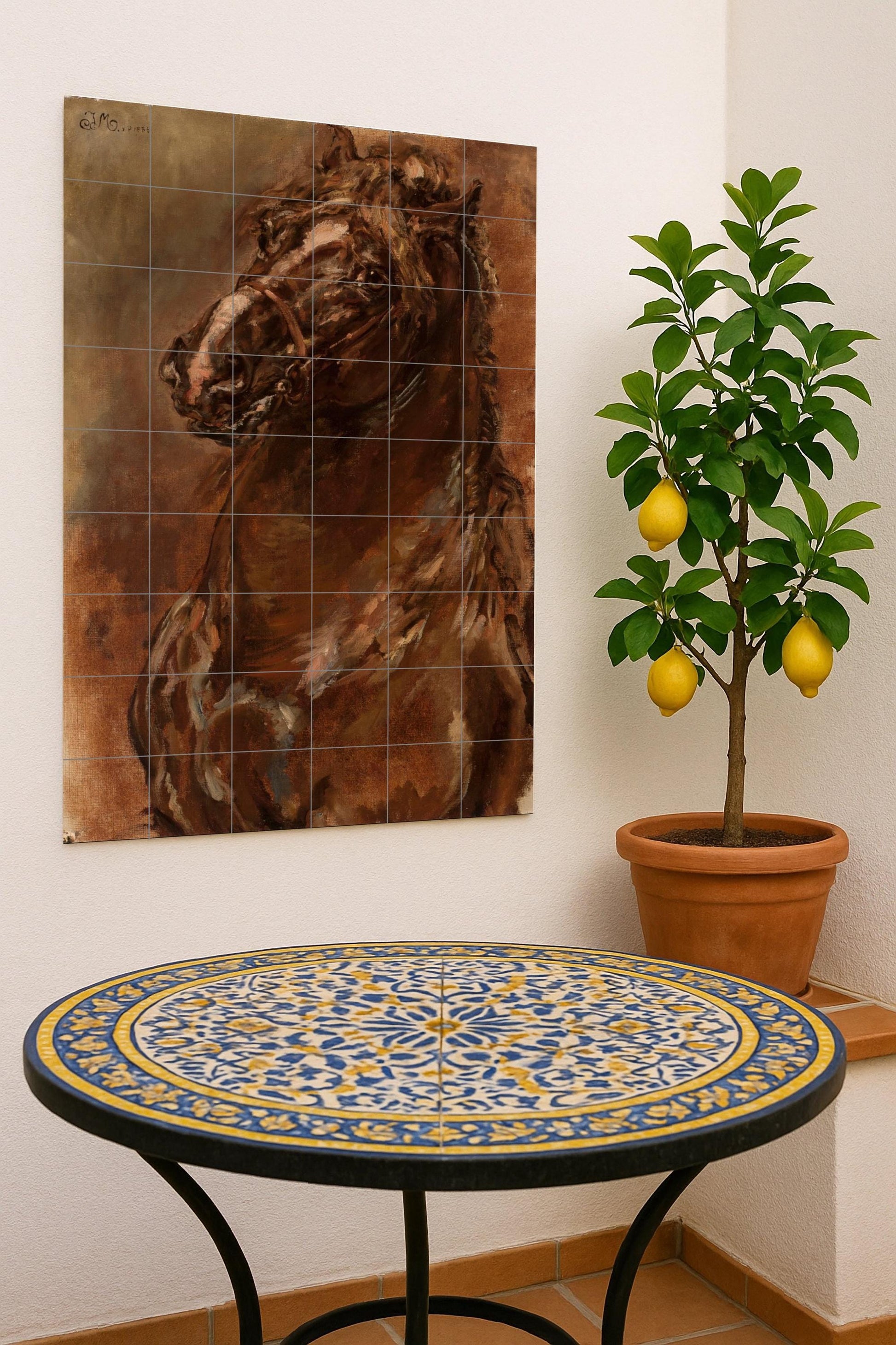 Atelier von Pferde — Fliesen-Wandbild aus Keramik · Fauna-Fliesenkunst
