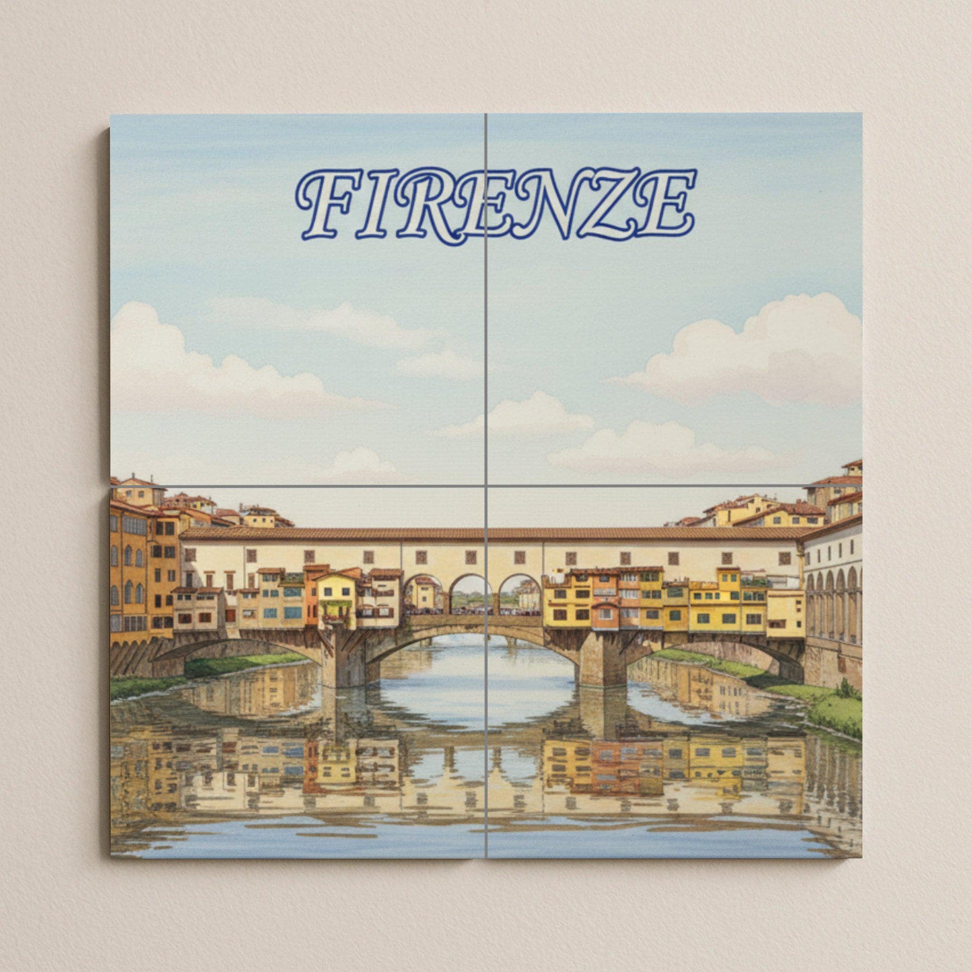 Del Ponte Vecchio di Firenze · Murale Ceramico — Paesaggio Urbano in Piastrelle