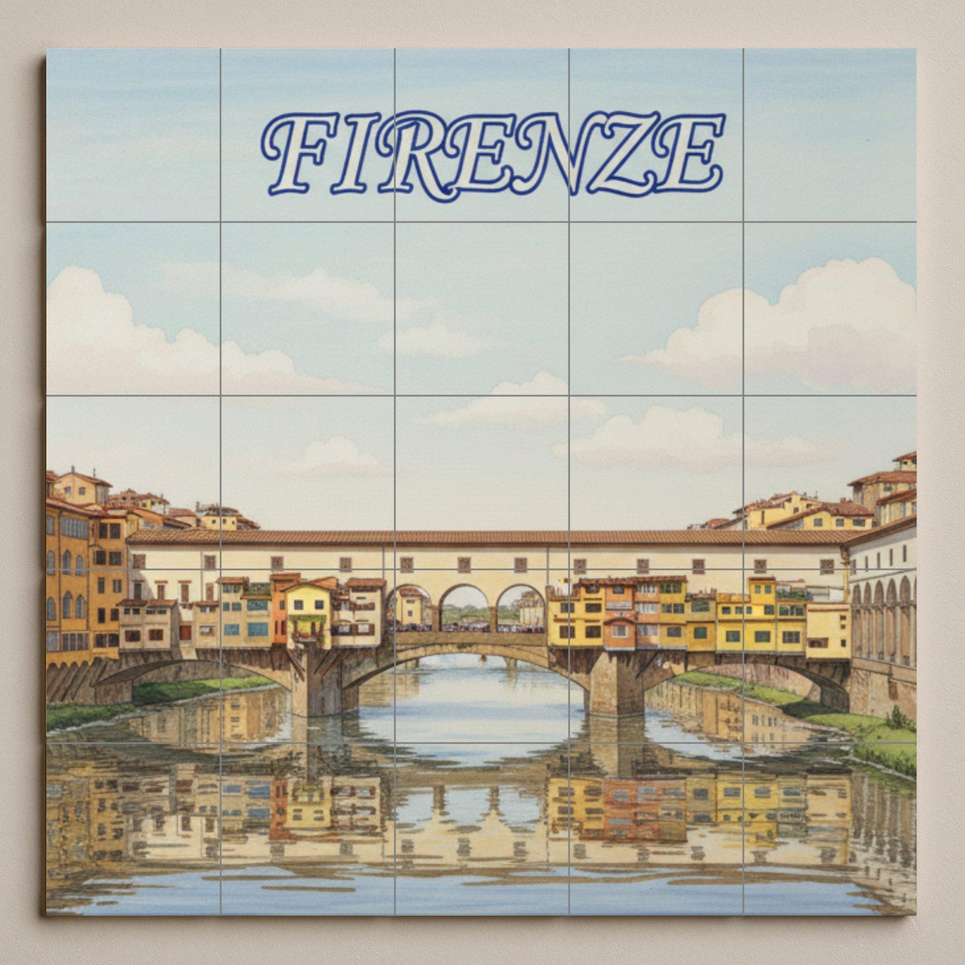 Del Ponte Vecchio di Firenze · Murale Ceramico — Paesaggio Urbano in Piastrelle