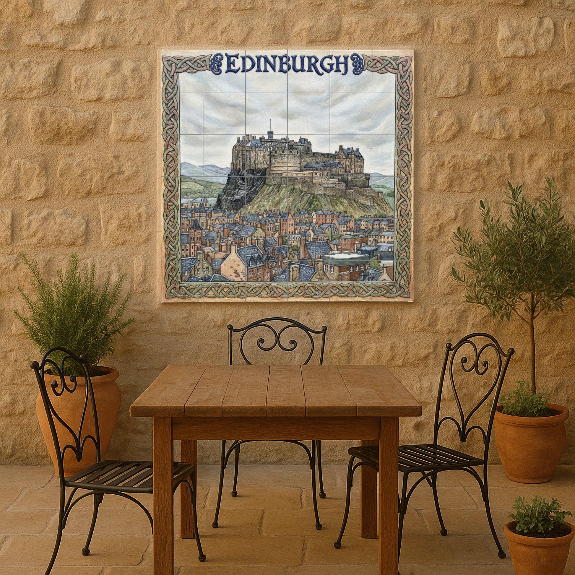Fresque en Carrelage Cuadro du Château de Edimburgo — Fresque de Monument