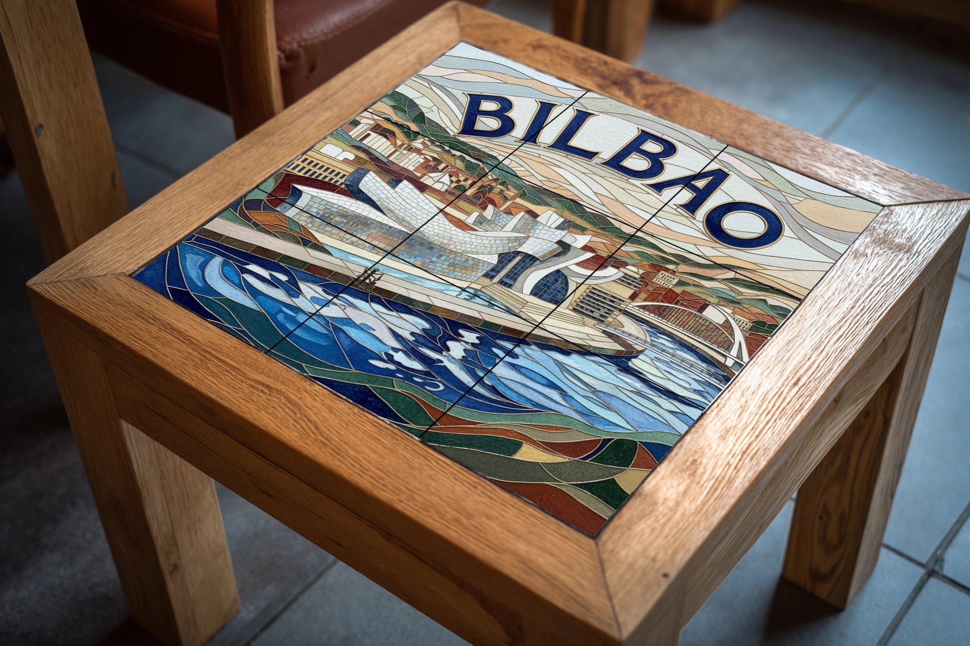 Arte mural estilo mosaico cerámico del Guggenheim de Bilbao