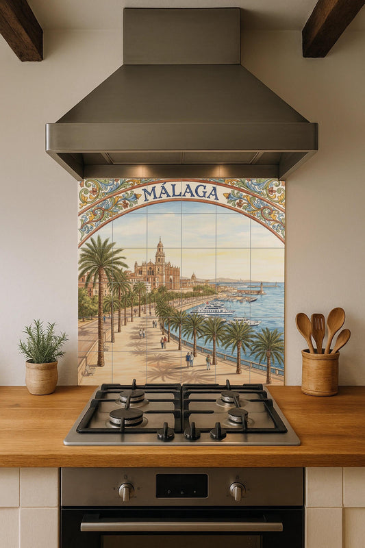 Ceramic Tile Mural: Landscape Urban of Málaga in cerámica — City & Landmark Art