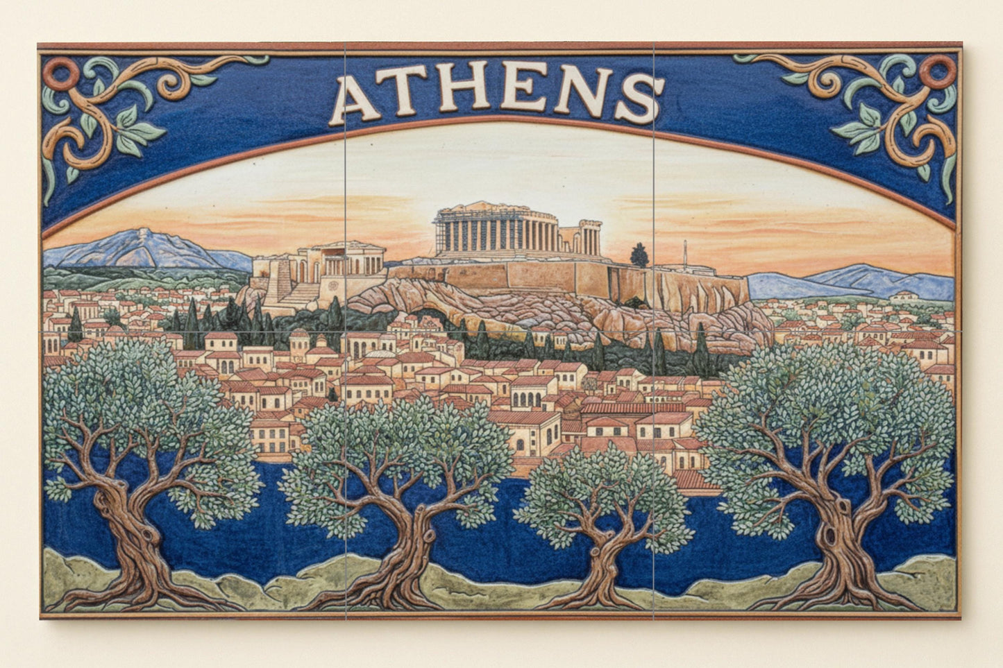 Atenas — Partenón y olivos
