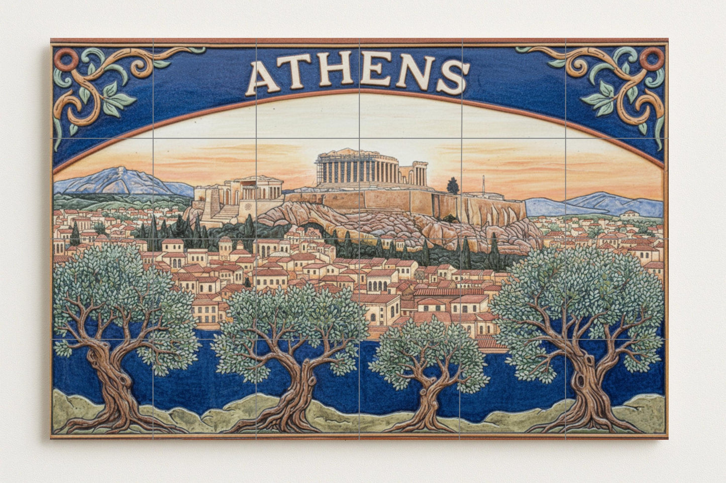 Atenas — Partenón y olivos
