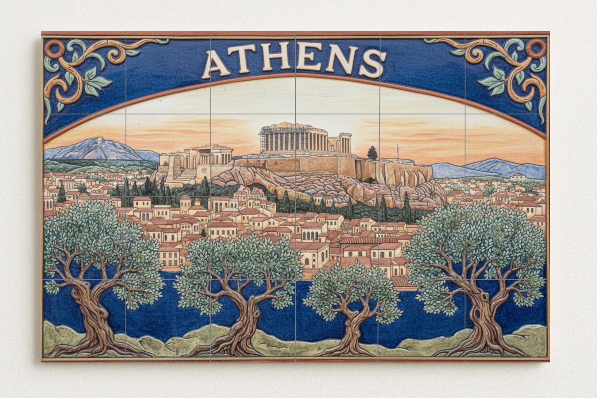 Atenas — Partenón y olivos