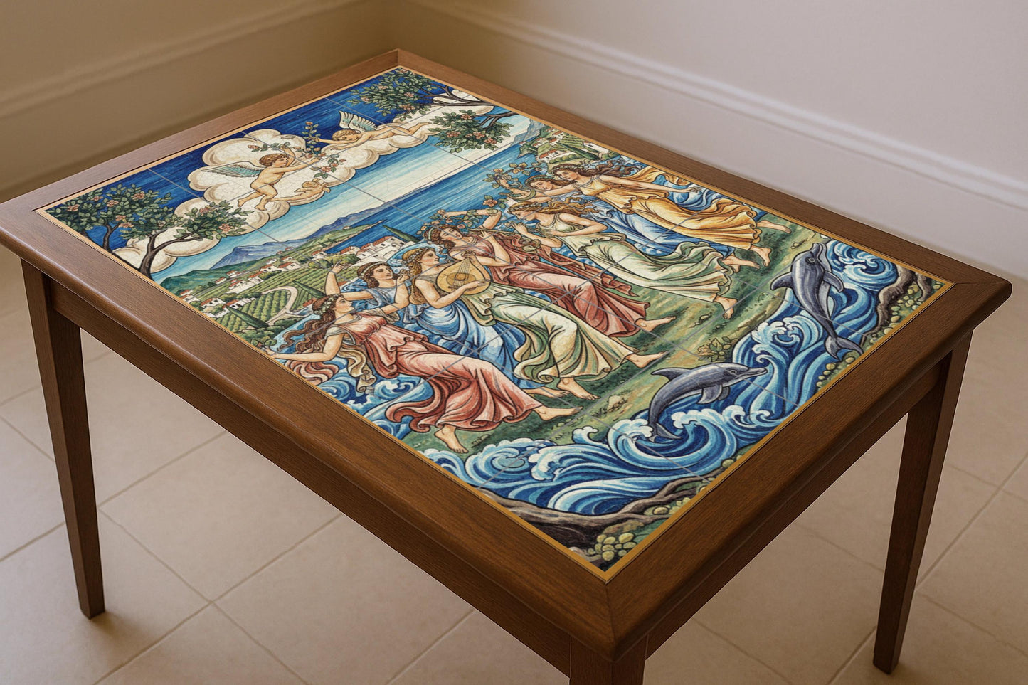 Danse de les Musas — Décor de Légende Antique, Art Mural en Céramique