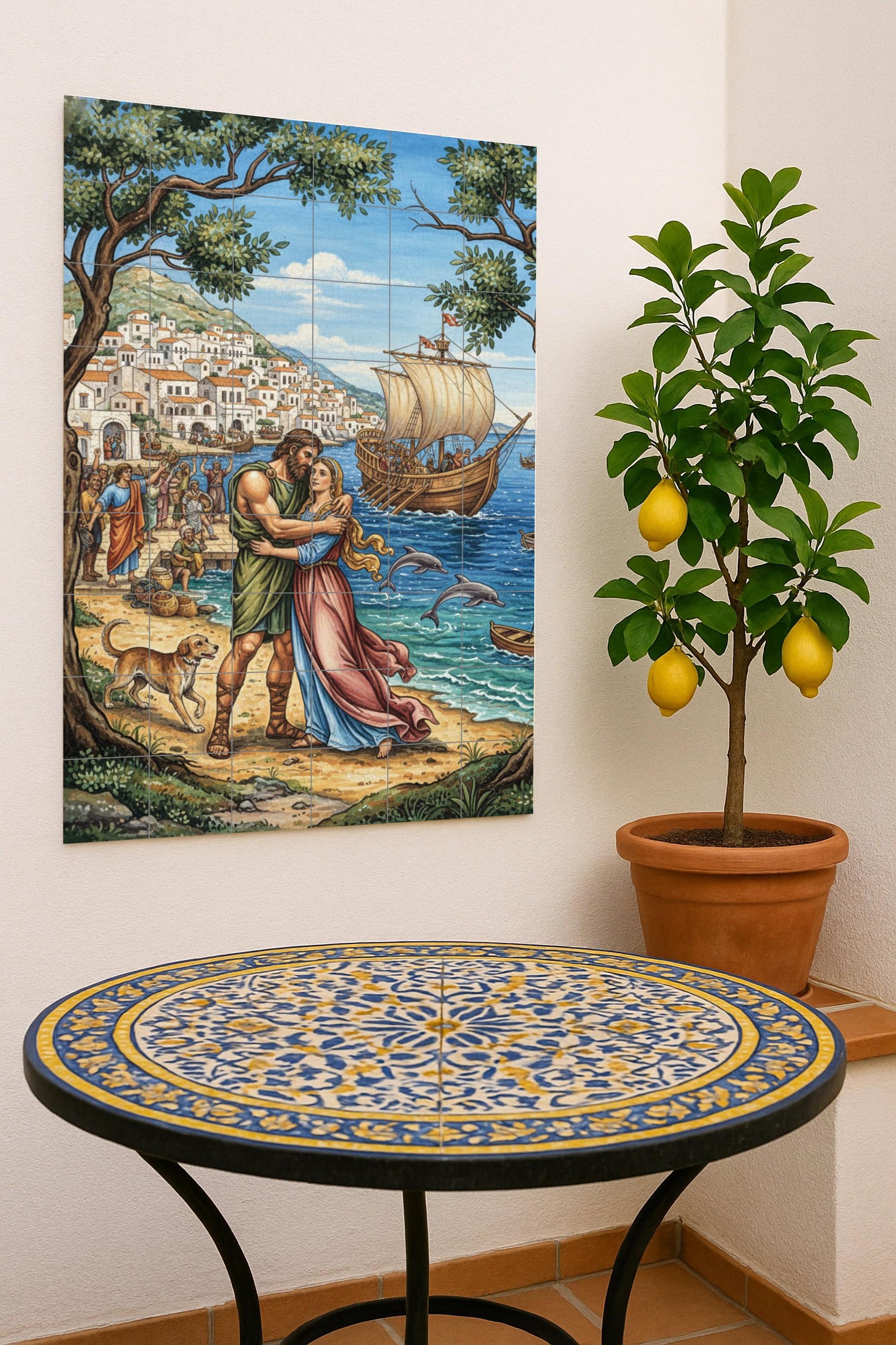 Regreso von Odysseus — Mythologische Wandkunst, Wandkunst aus Keramikfliesen
