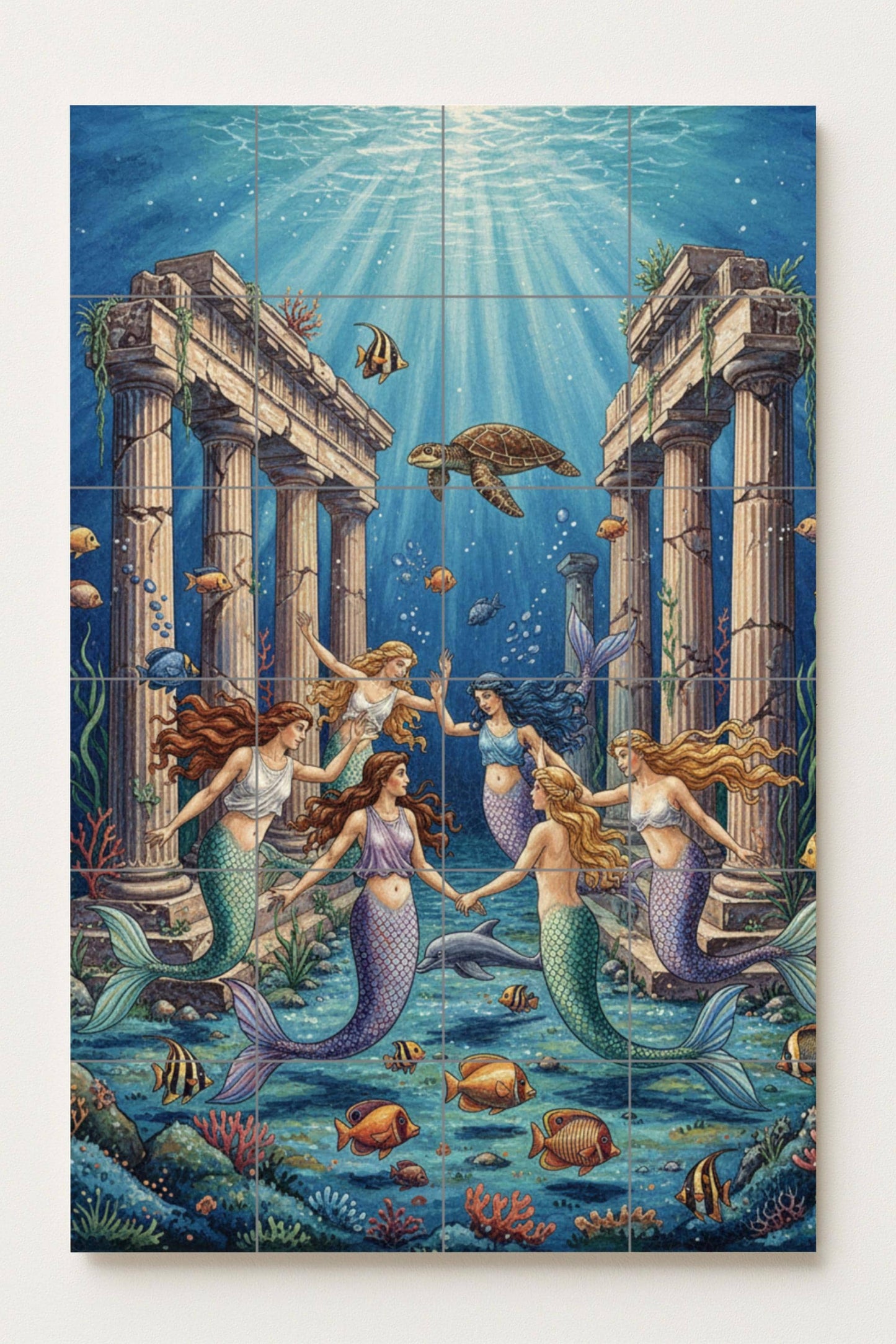 Murale in Piastrelle Danza di le Sirene — Scena Mitologica