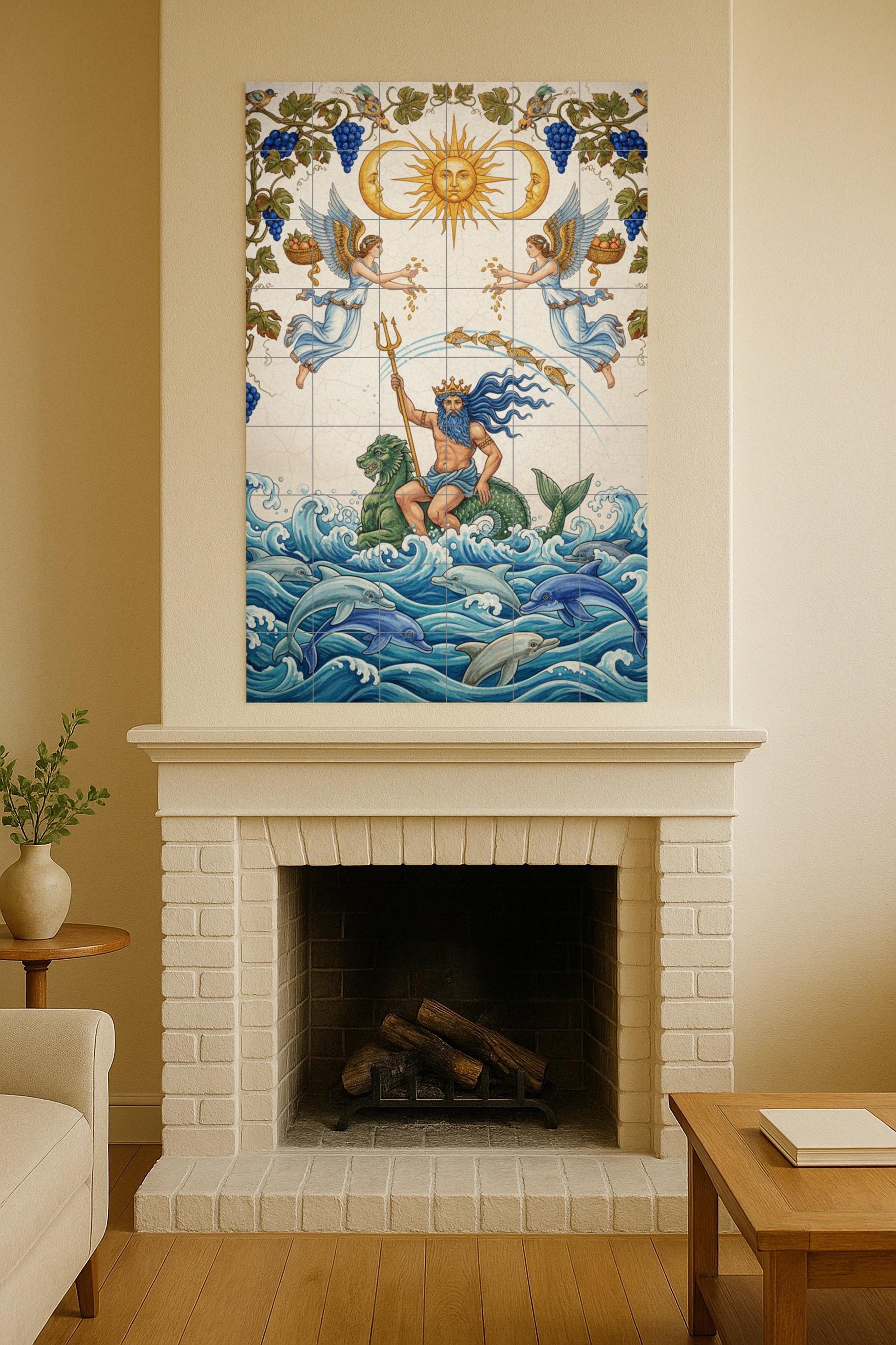 Señor de les Vagues — Fresque Murale en Carreaux de Céramique · Légendes et Épopées