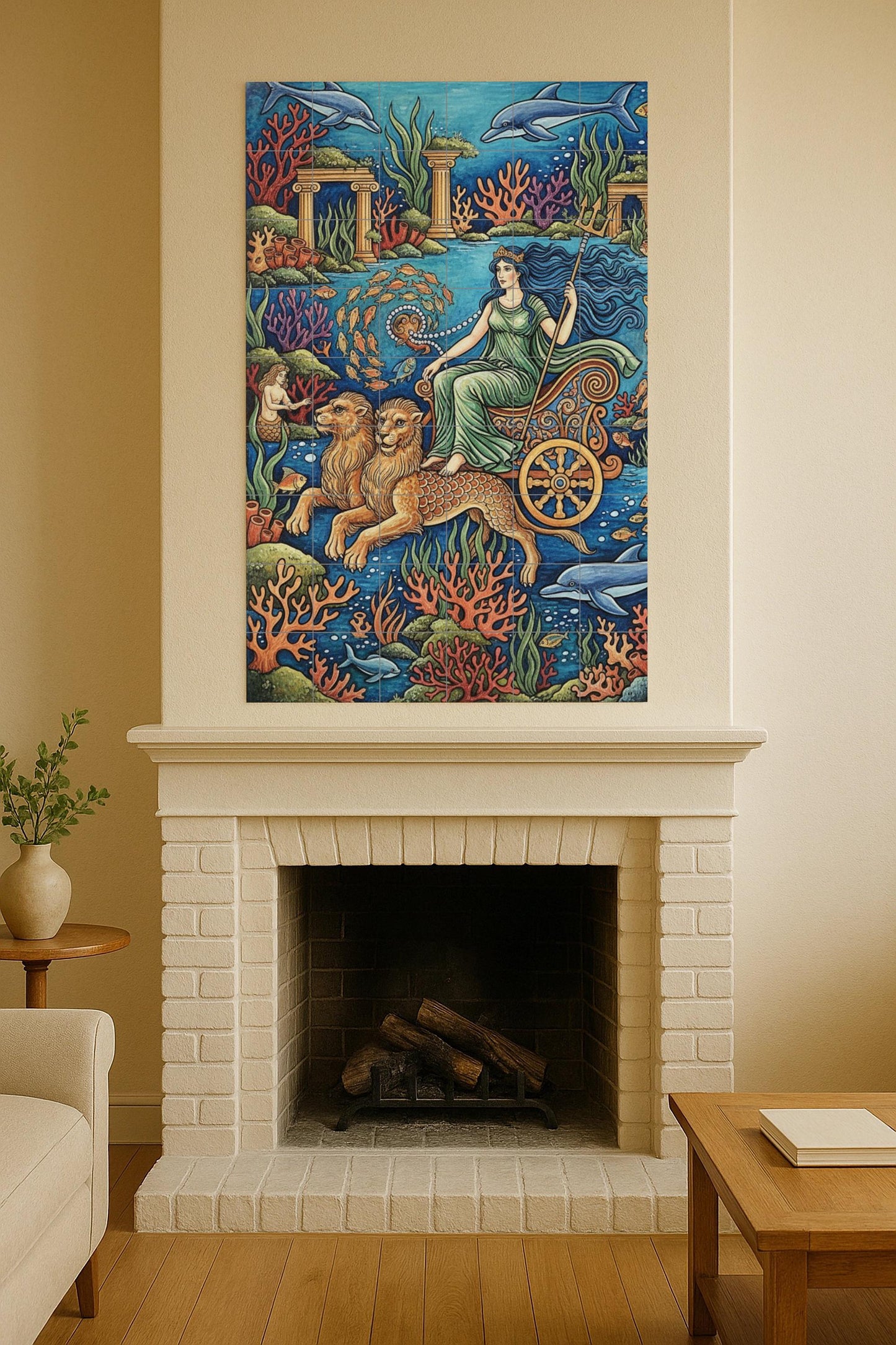 Mural de cerámica de Anfitrite, diosa del mar