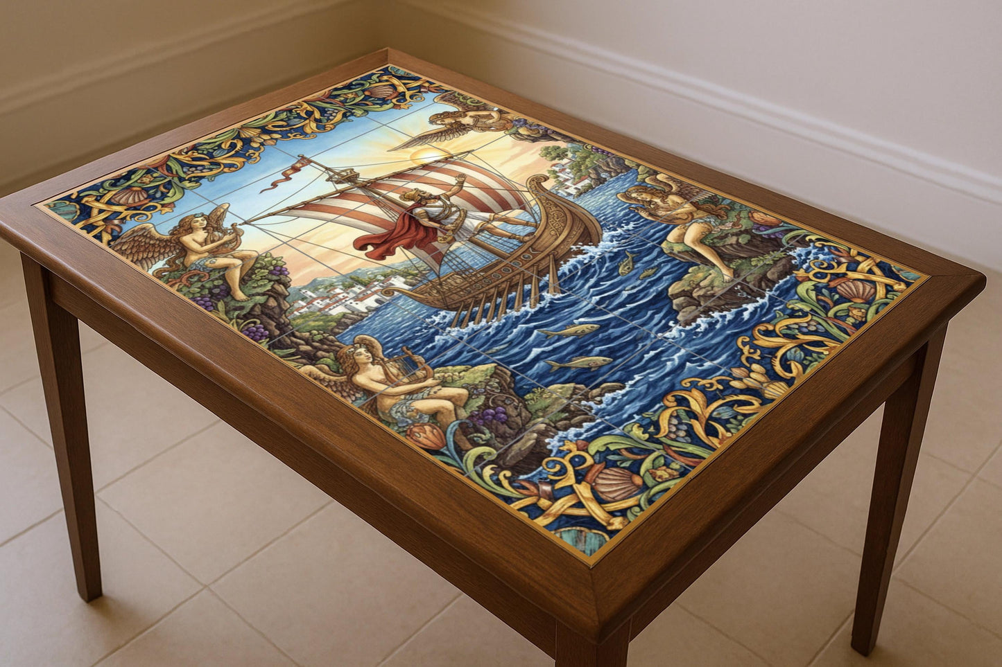 Ulisse e le Sirene — Murale in Piastrelle di Ceramica · Leggende ed Epica