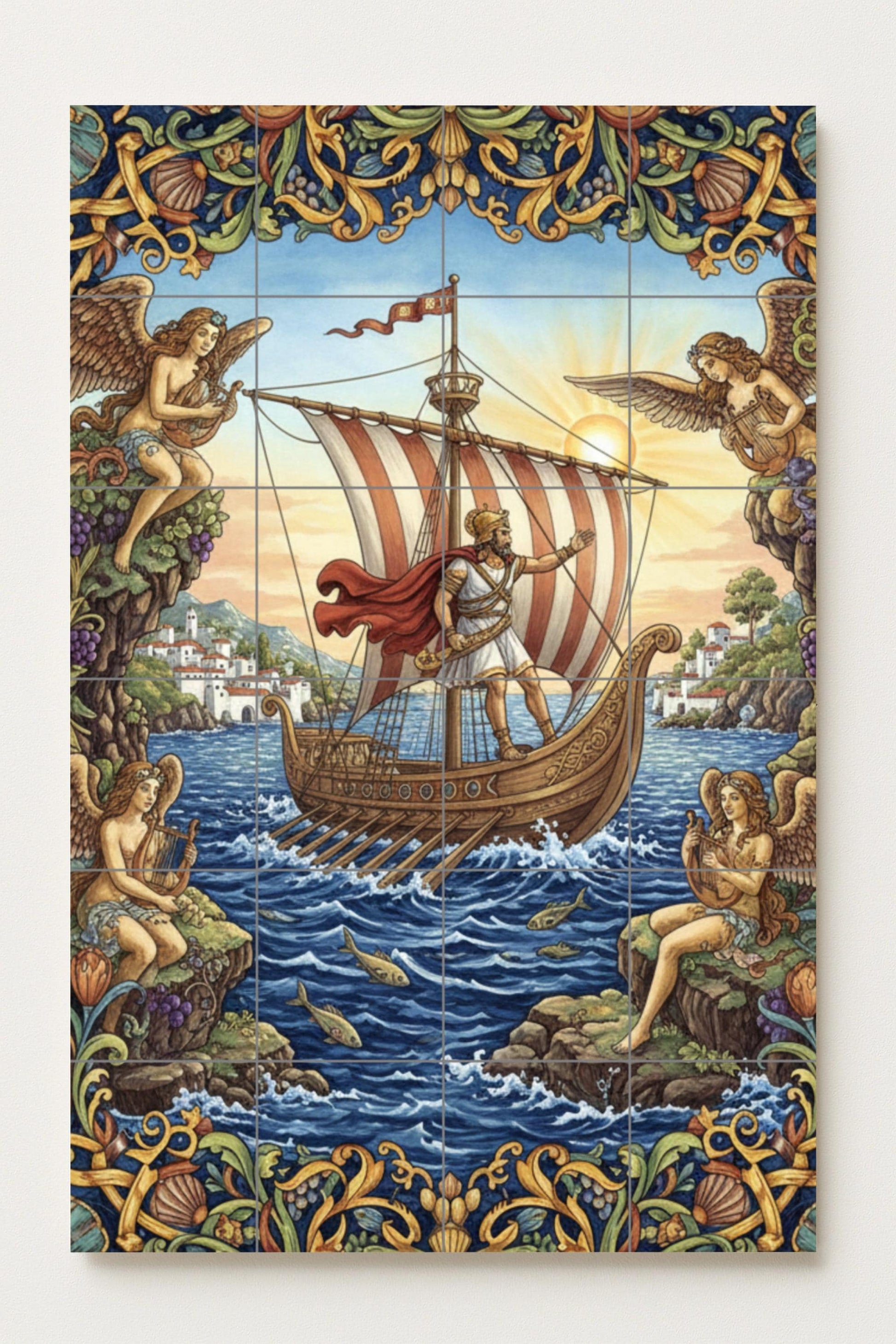 Ulisse e le Sirene — Murale in Piastrelle di Ceramica · Leggende ed Epica