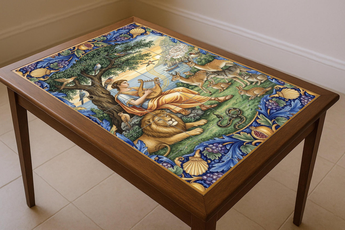 Orfeo e i Animales — Decoro di Leggenda Antica, Arte da Parete in Ceramica