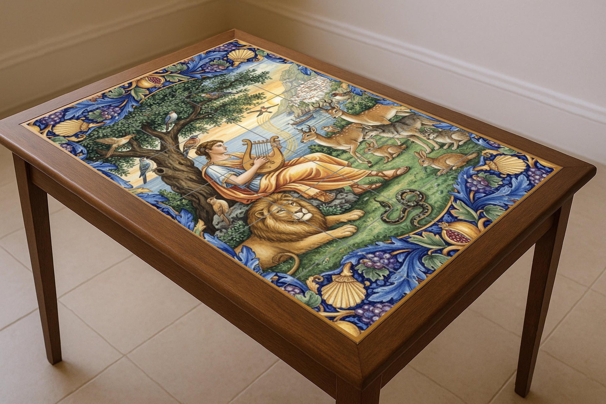 Orfeo e i Animales — Decoro di Leggenda Antica, Arte da Parete in Ceramica