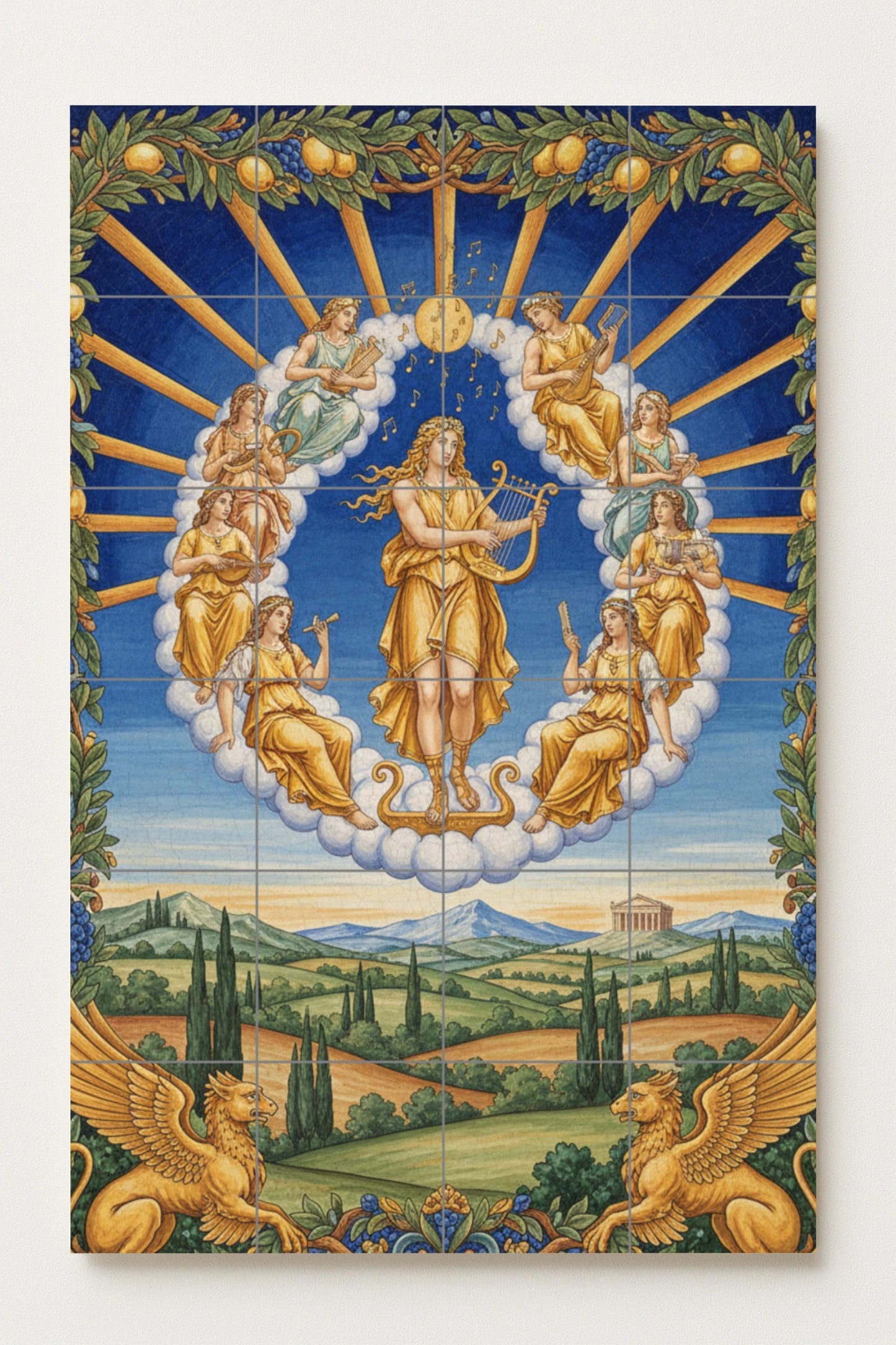 Fliesenbild Cerámica "Apolo und die Musas" von die mitología Griechisch — Mythologische Szene
