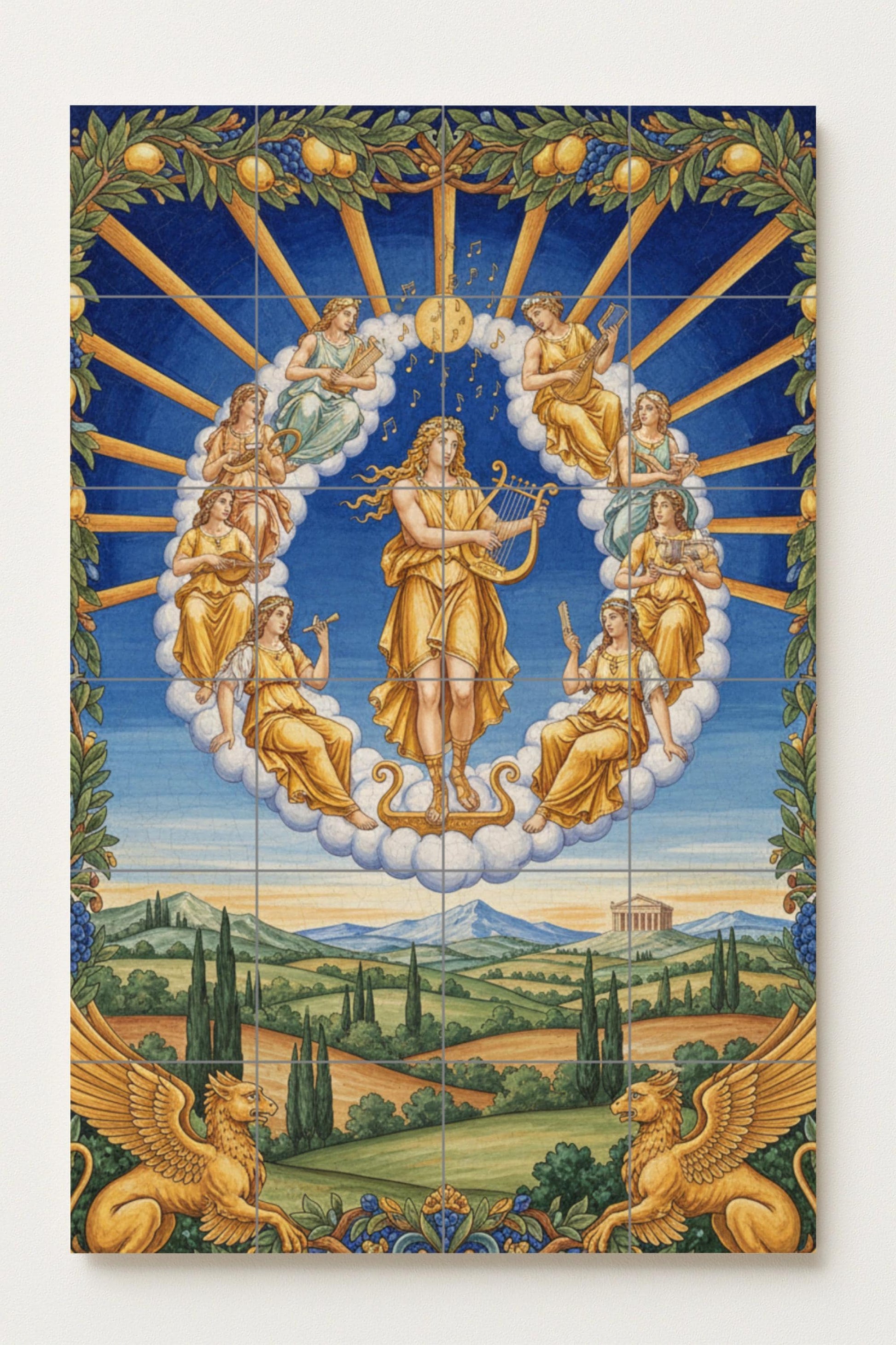 Fliesenbild Cerámica "Apolo und die Musas" von die mitología Griechisch — Mythologische Szene