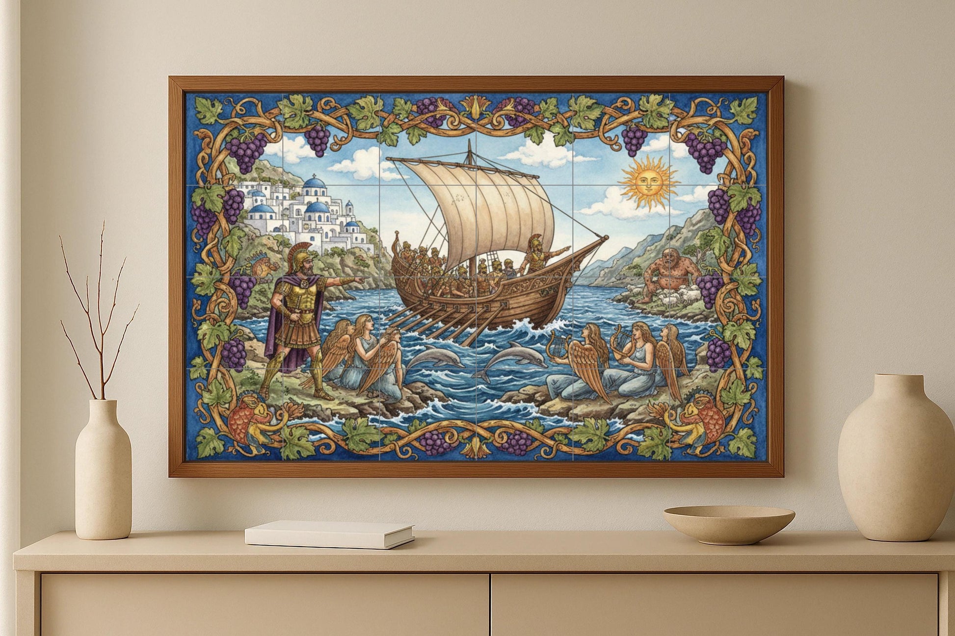 Ulisse e le Sirene — Arte Mitologica da Parete, Arte da Parete in Ceramica