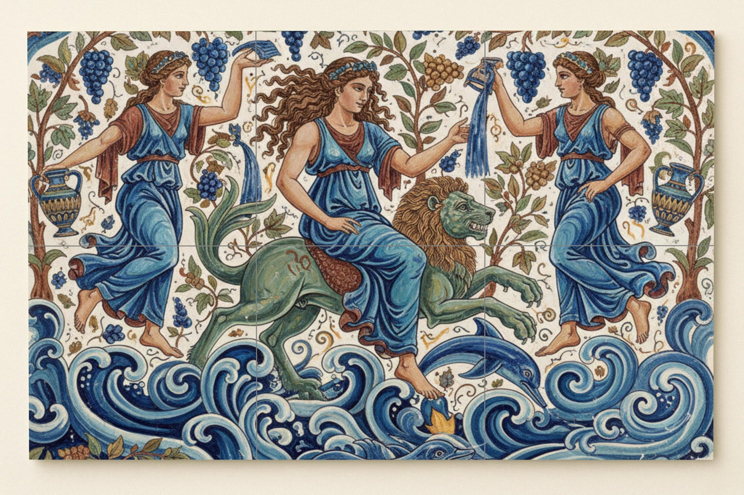 Ménades del Mare — Decoro di Leggenda Antica, Arte da Parete in Ceramica
