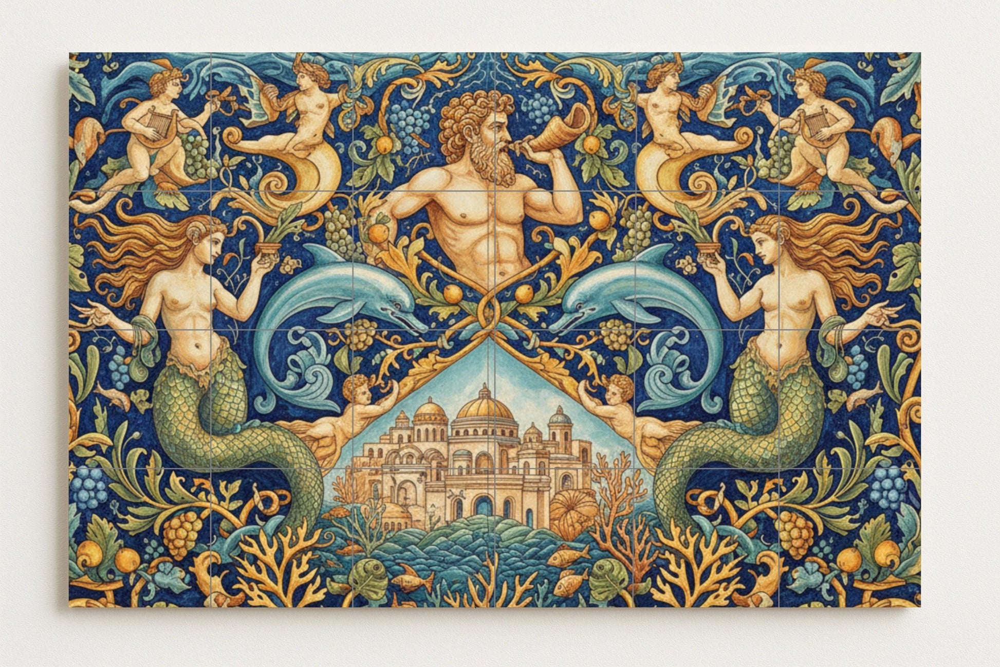 Rey del Mar — Sirenas, delfines, palacio de coral y adornos renacentist…