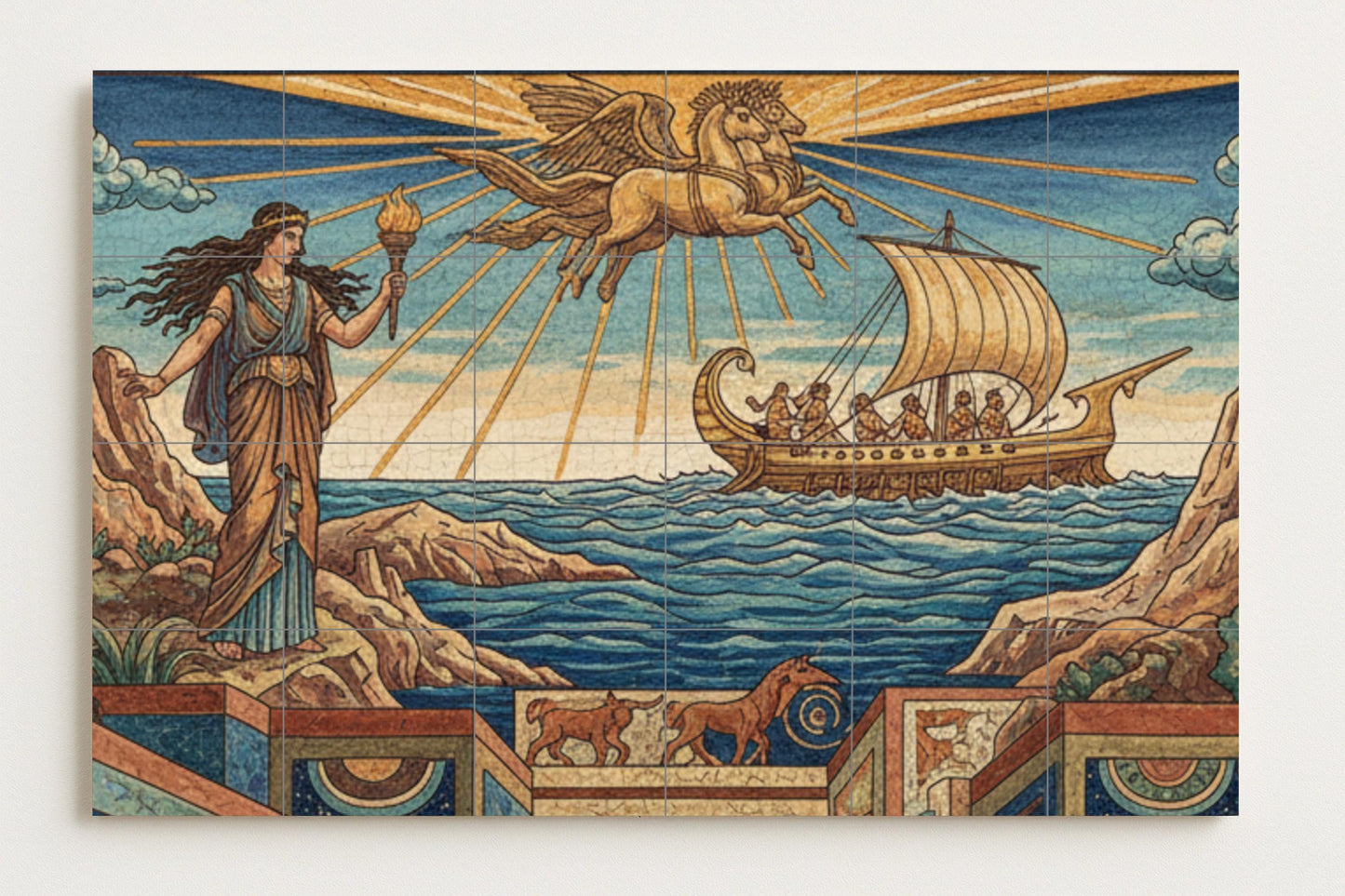 Viaje di Helios · Murale Ceramico — Arte Mitologica da Parete