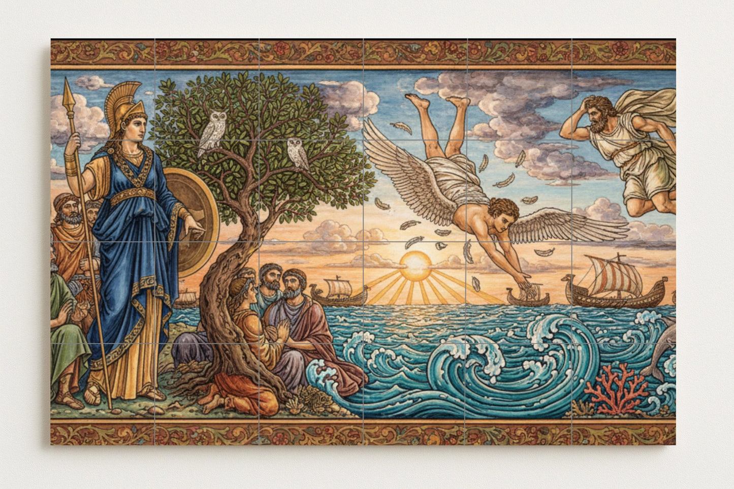 Fresque en Carrelage Vol de Ícaro — Légendes et Épopées