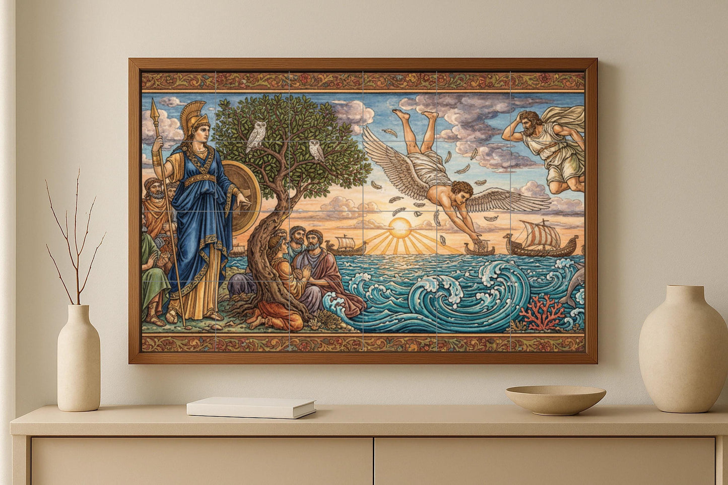 Fresque en Carrelage Vol de Ícaro — Légendes et Épopées