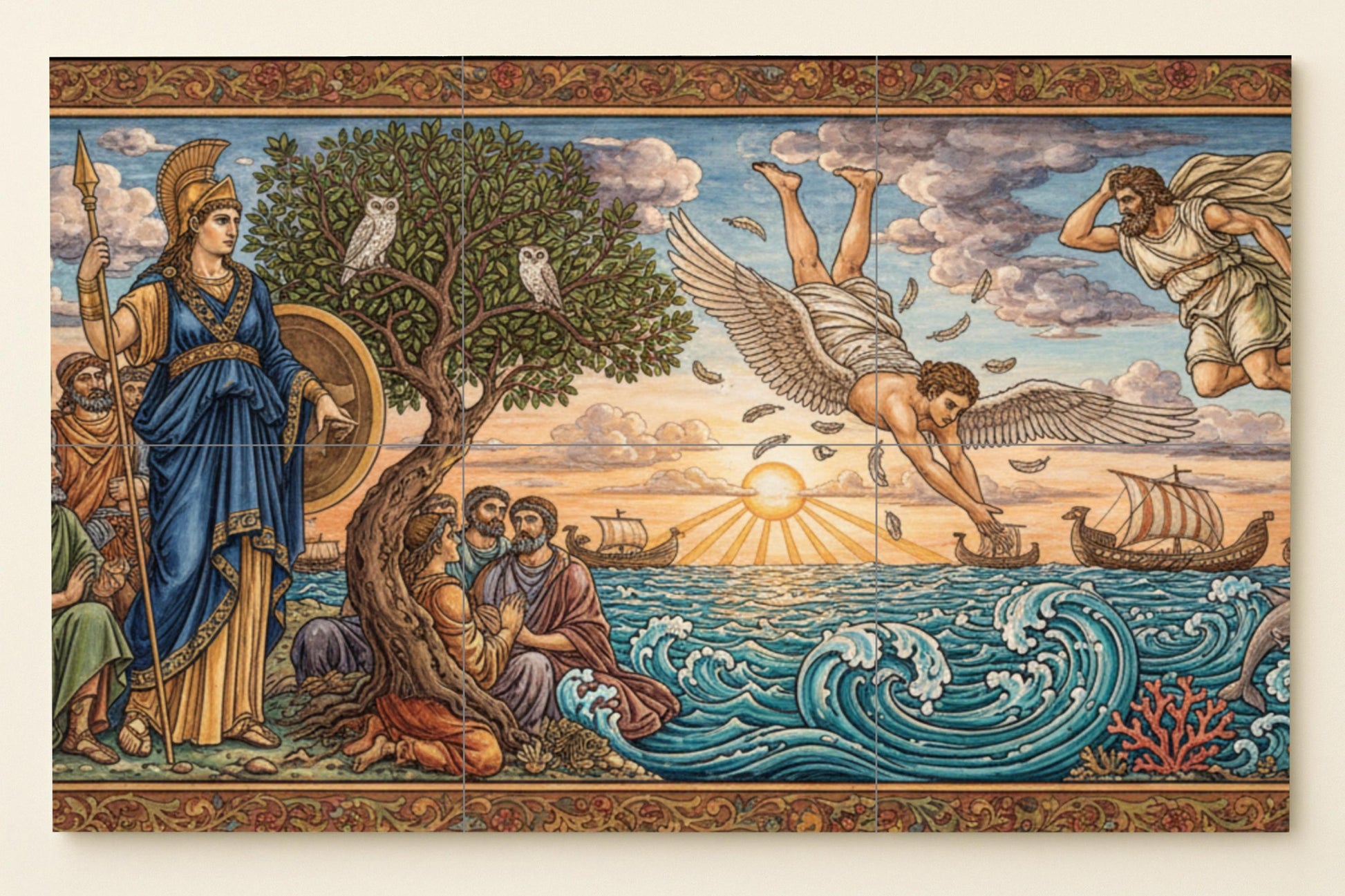Fresque en Carrelage Vol de Ícaro — Légendes et Épopées