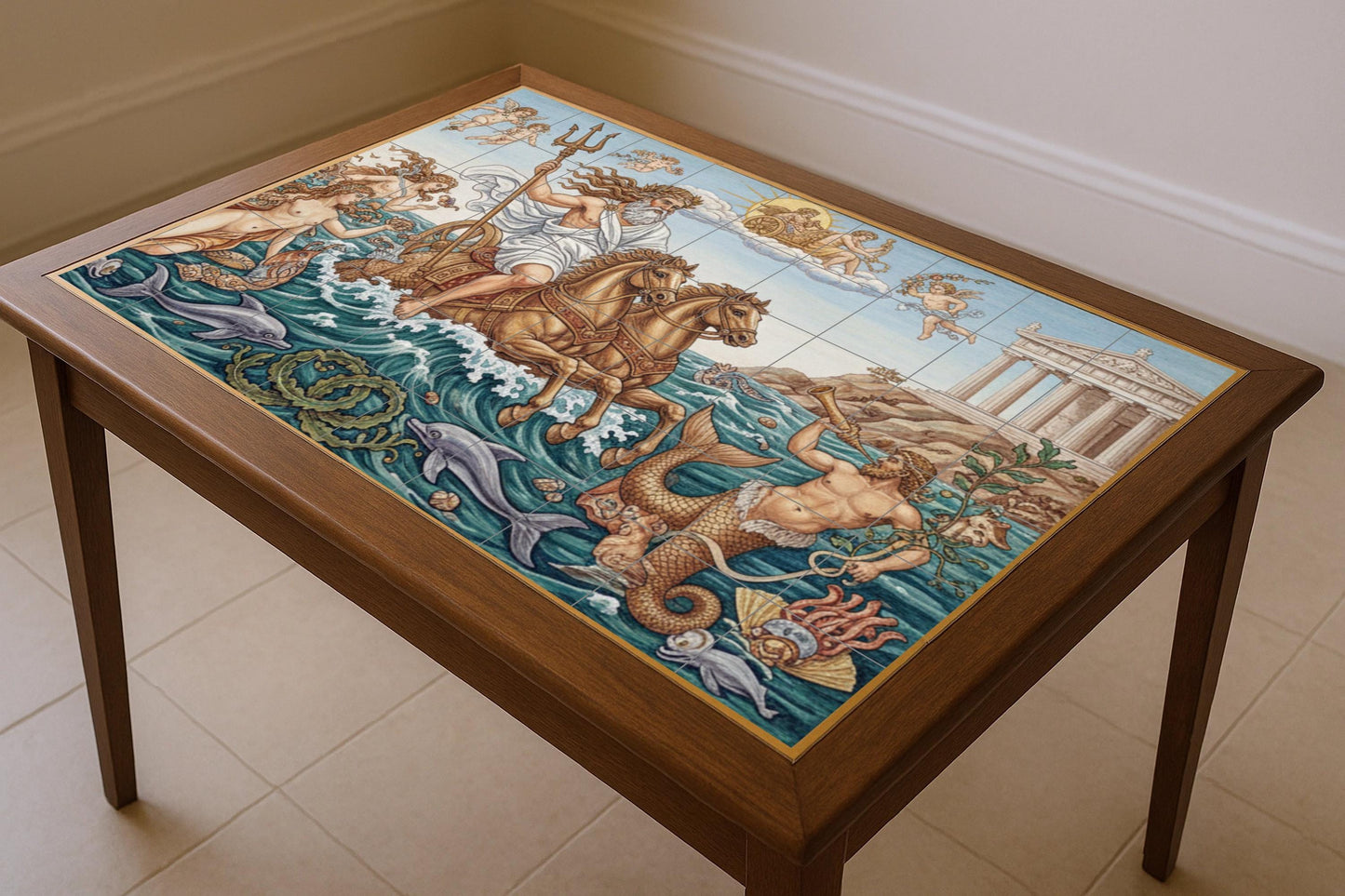Fresque en Carrelage Triunfo de Poséidon — Scène Mythologique