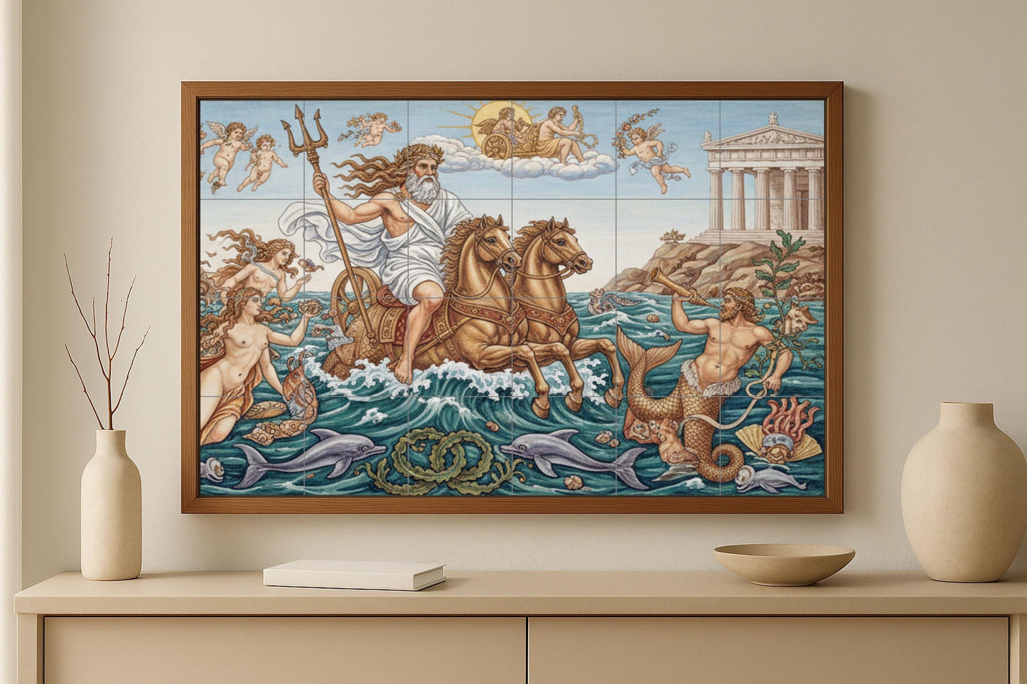 Fresque en Carrelage Triunfo de Poséidon — Scène Mythologique