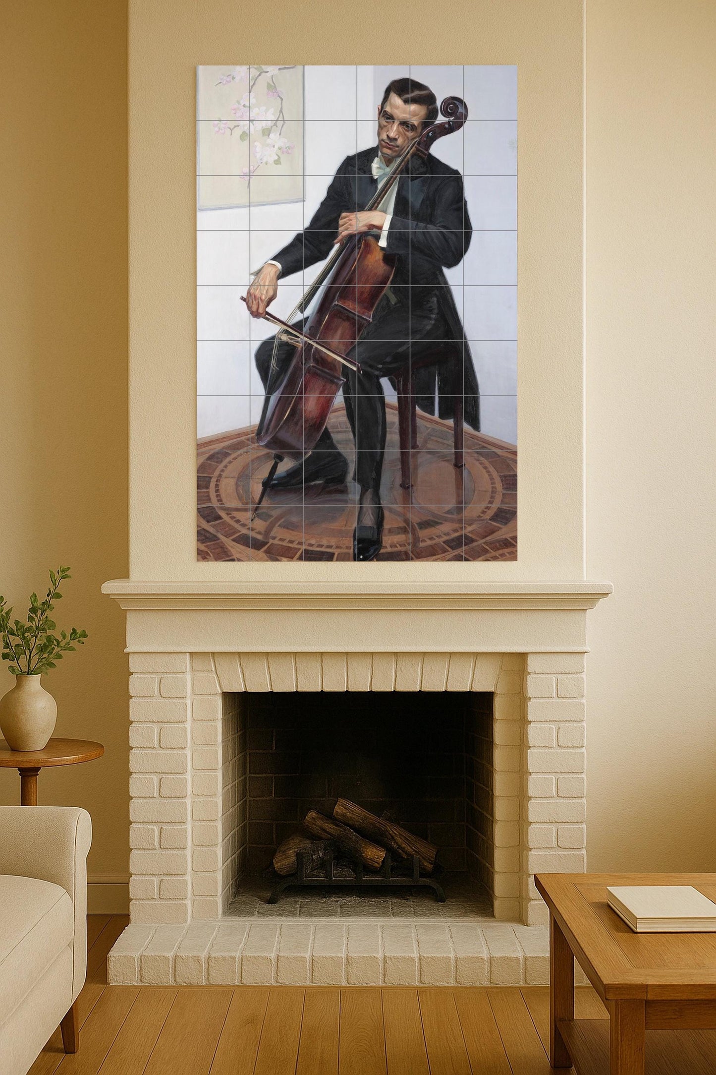 Cellist — Decorative Pattern Mural · Tile Wall Art