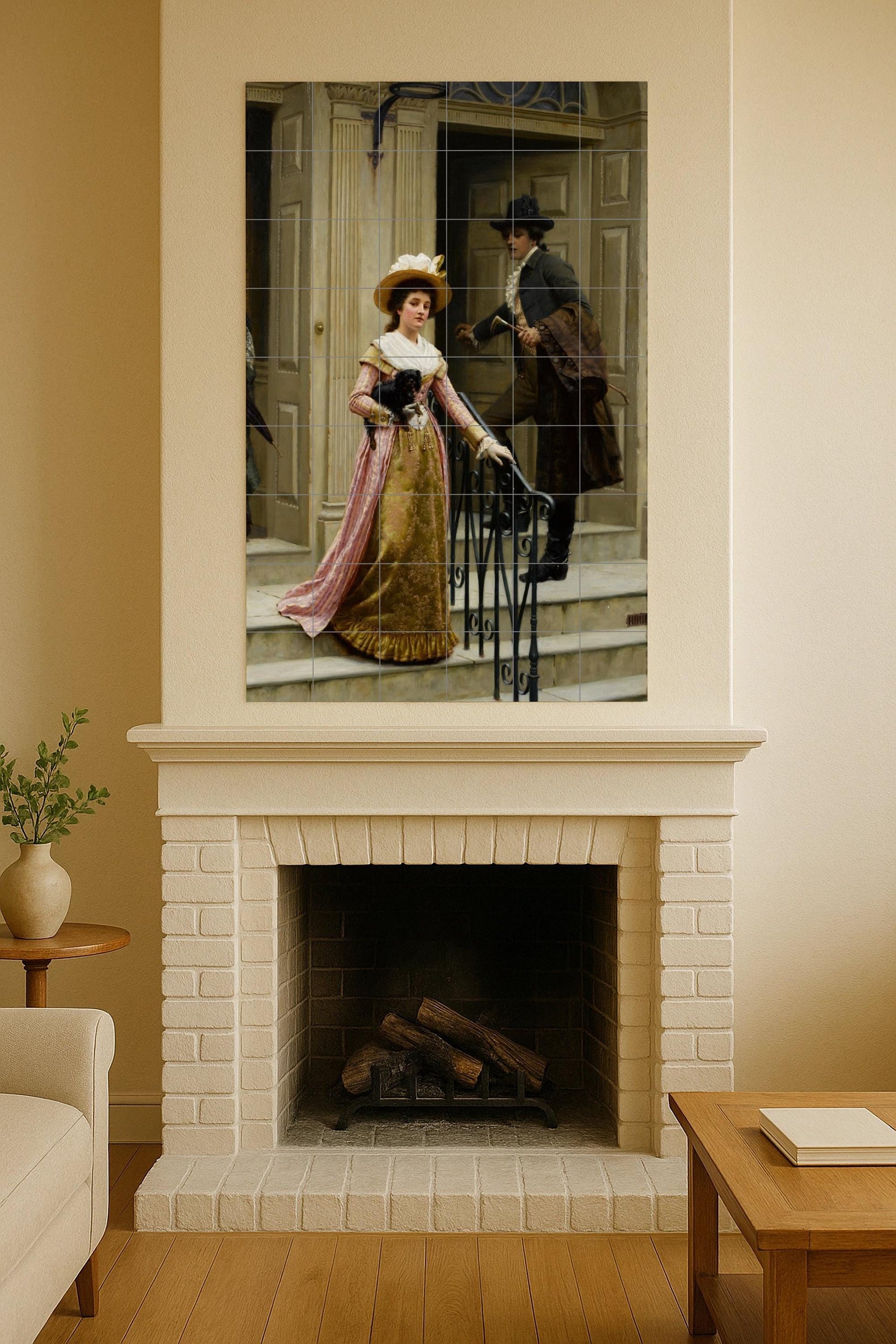 Ceramic Tile Mural: Scene Victorian Romantic — Folk-Art Décor